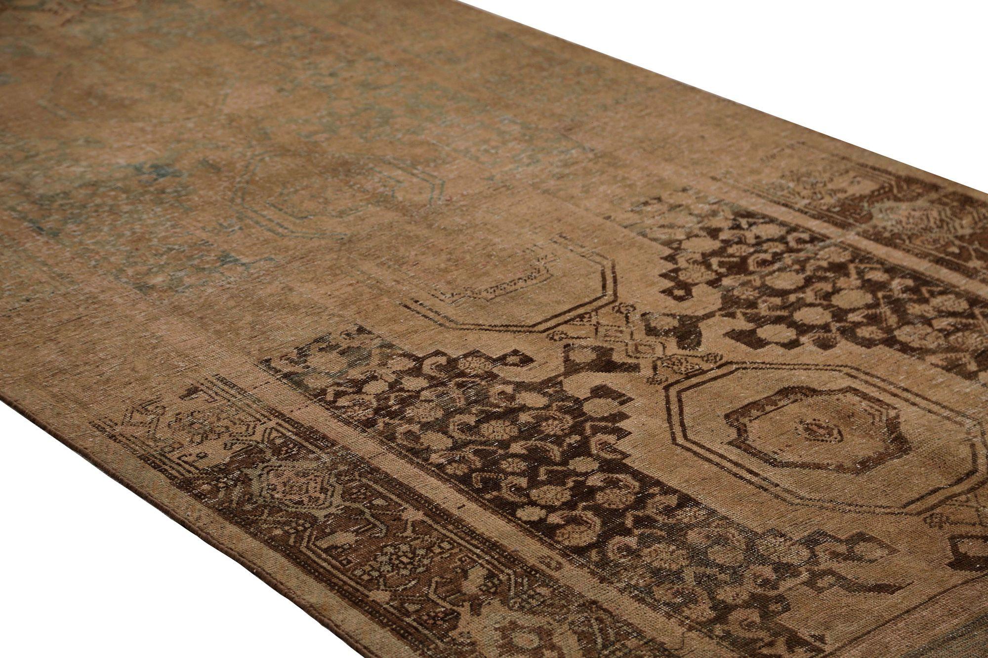 Persischer Bijar Small Teppich - Wolle Blau Braun Taupe Design - 97420 (20. Jahrhundert) im Angebot