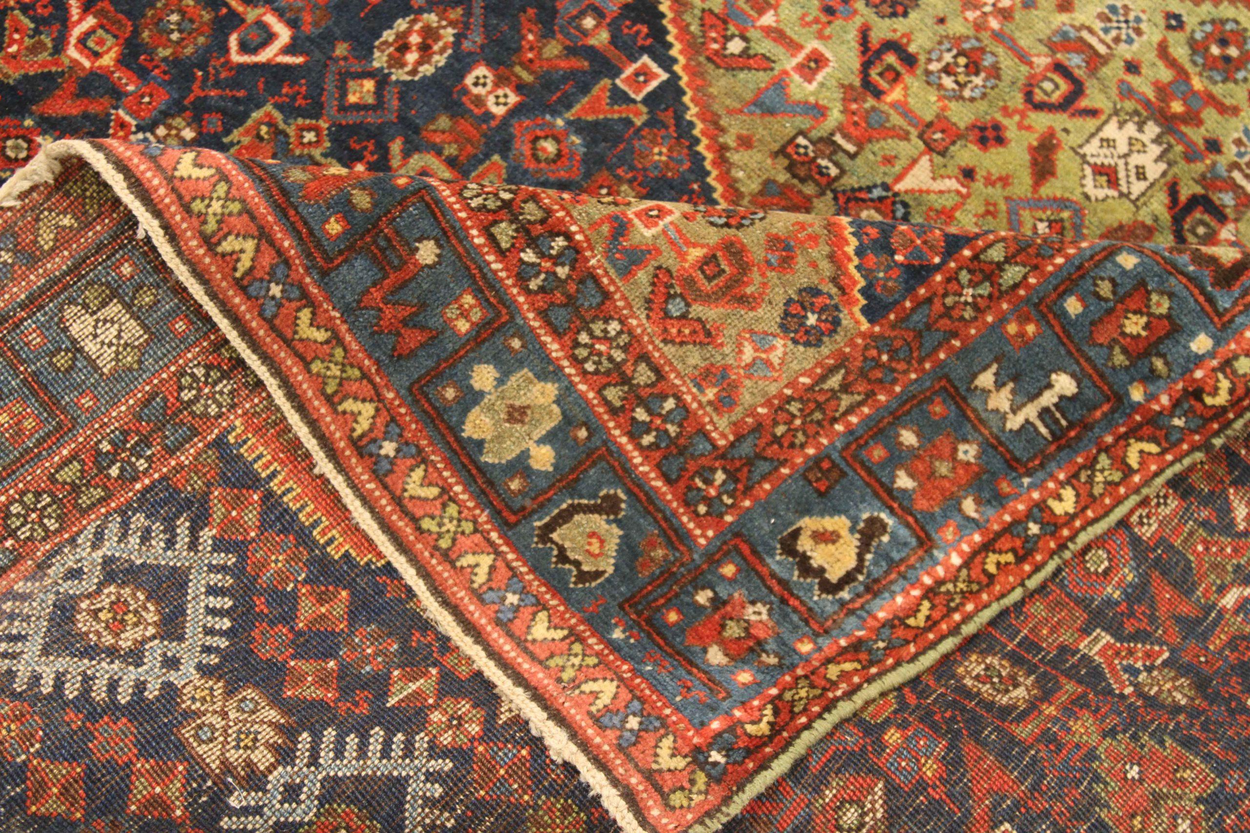 Persischer Bijar Kleiner Teppich aus Wolle in Blau, Grün, Marineblau, Blau und Rot 71715 (Asiatisch) im Angebot