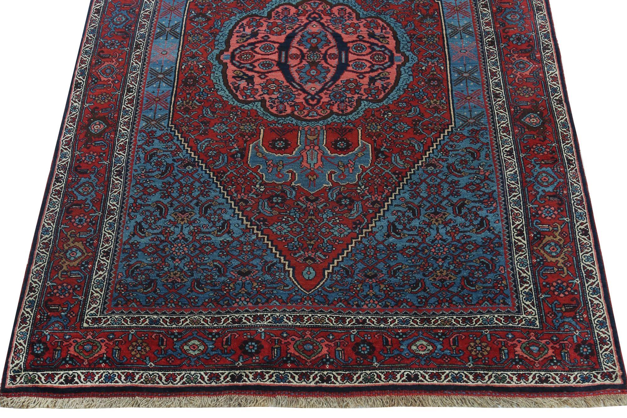 Persischer Bijar Kleiner Teppich - Wolle Blau Rosa Rot Design - 97175 (Irakisch) im Angebot