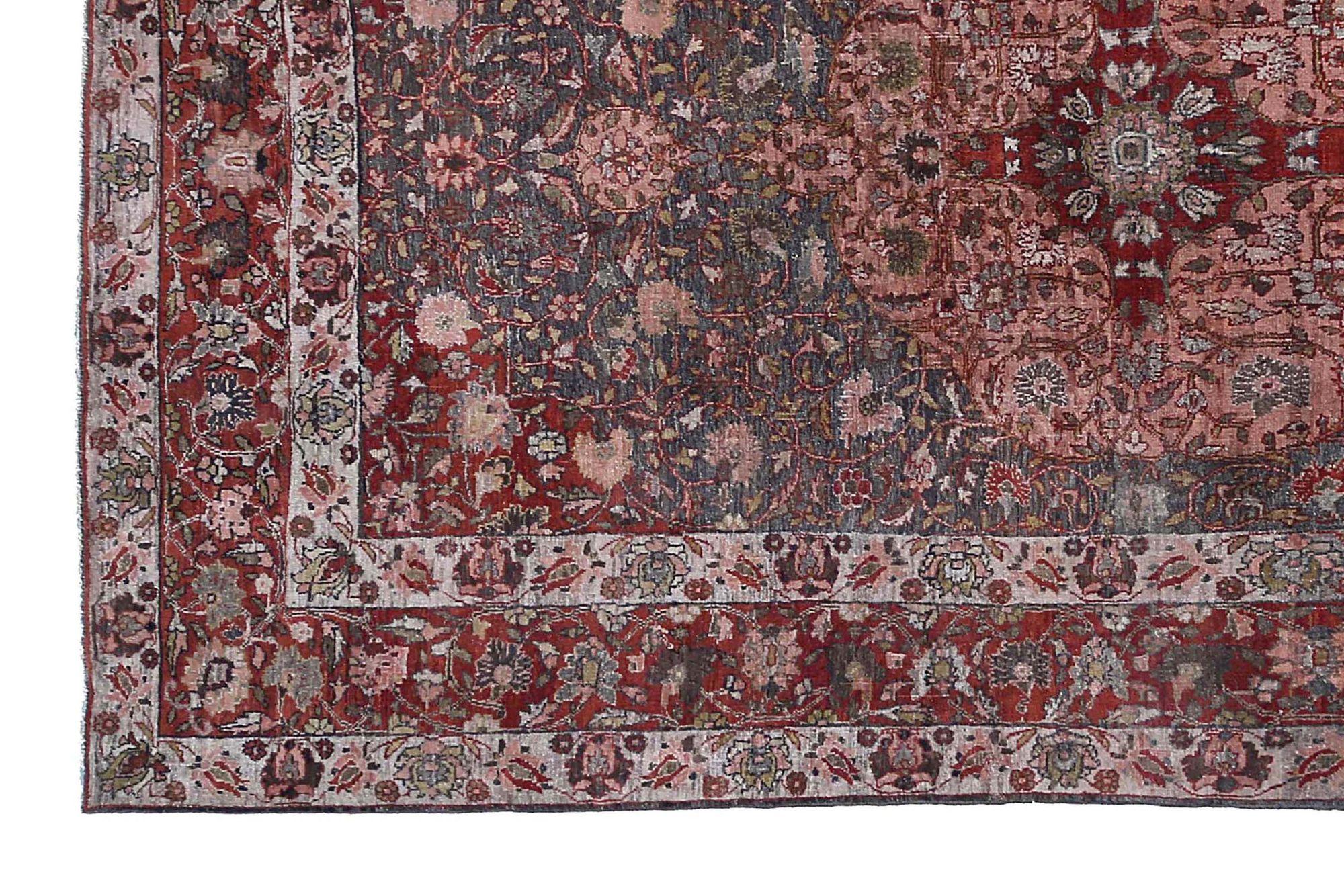 Persischer Bijar Kleiner Teppich - Wolle Blau Rosa Rot Design - 97465 im Zustand „Hervorragend“ im Angebot in Dallas, TX