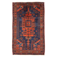 Persischer Bijar Kleiner Teppich - Wolle Blau Rot Design - 75449