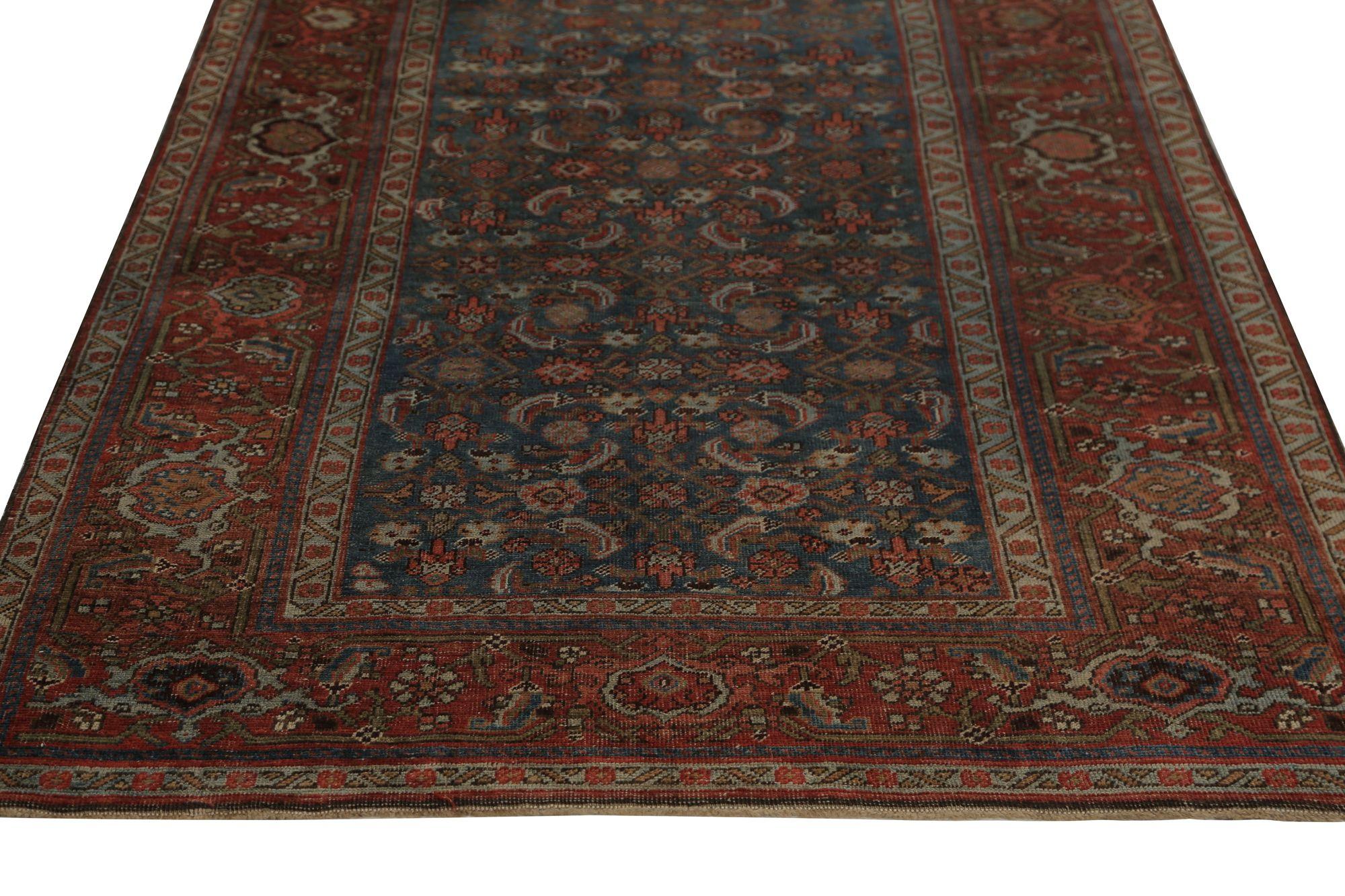 Persischer Bijar Kleiner Teppich - Wolle Blau Rot Design - 96865 (Irakisch) im Angebot