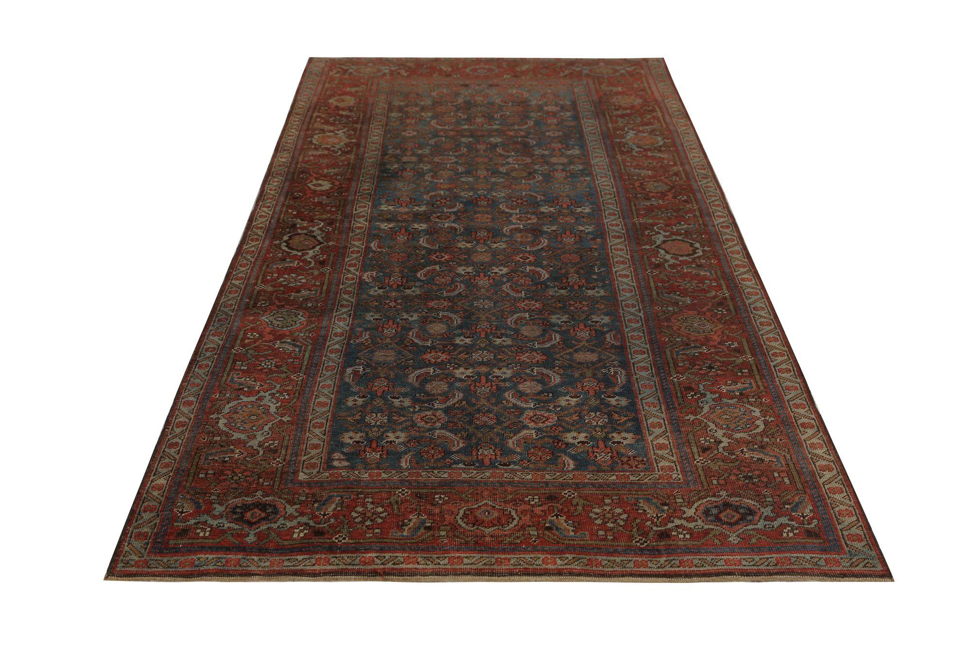 Persischer Bijar Kleiner Teppich - Wolle Blau Rot Design - 96865 im Zustand „Hervorragend“ im Angebot in Dallas, TX