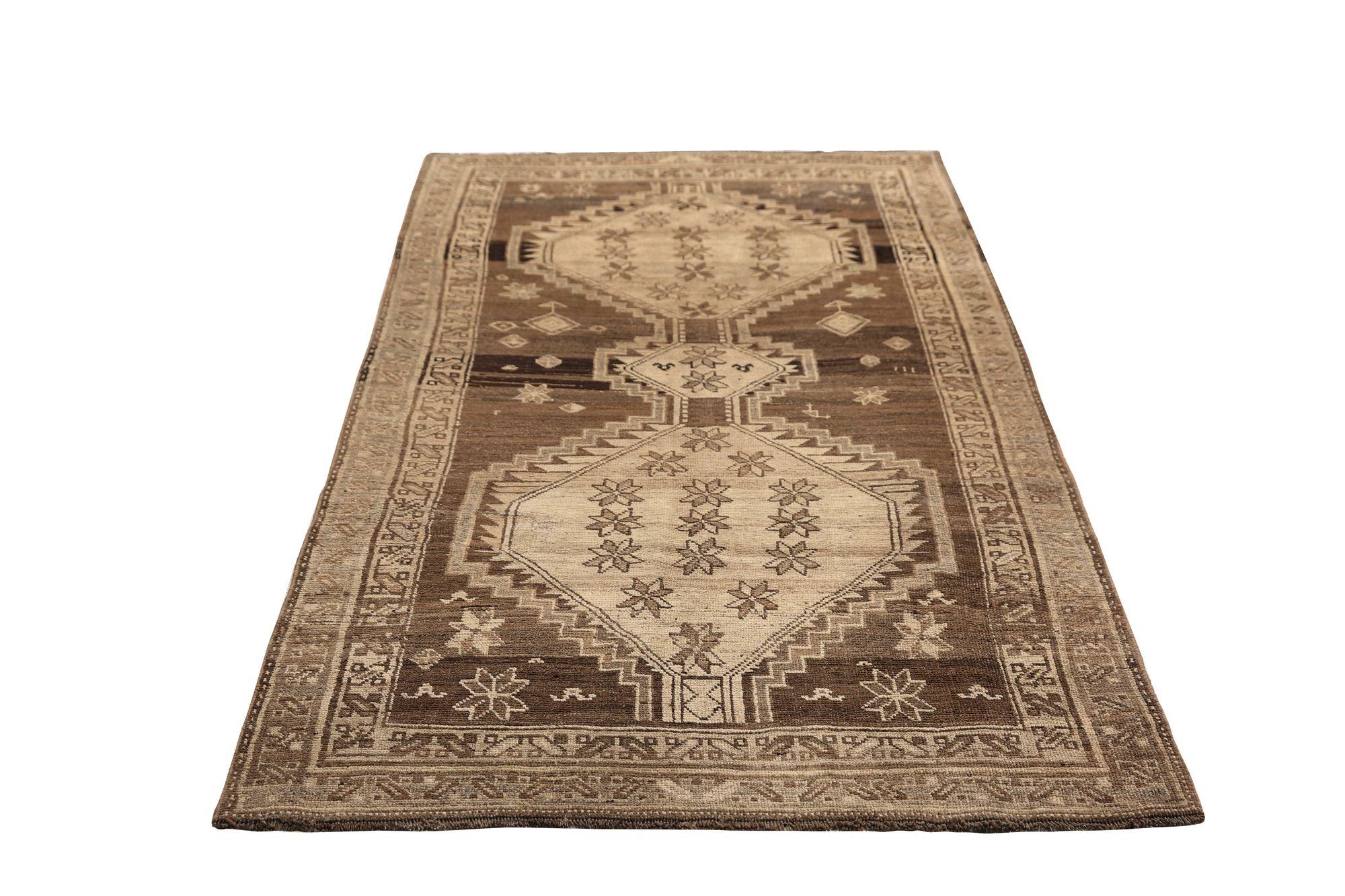 Persischer Bijar Small Teppich - Wolle Braun Elfenbein Design - 96713 im Zustand „Hervorragend“ im Angebot in Dallas, TX