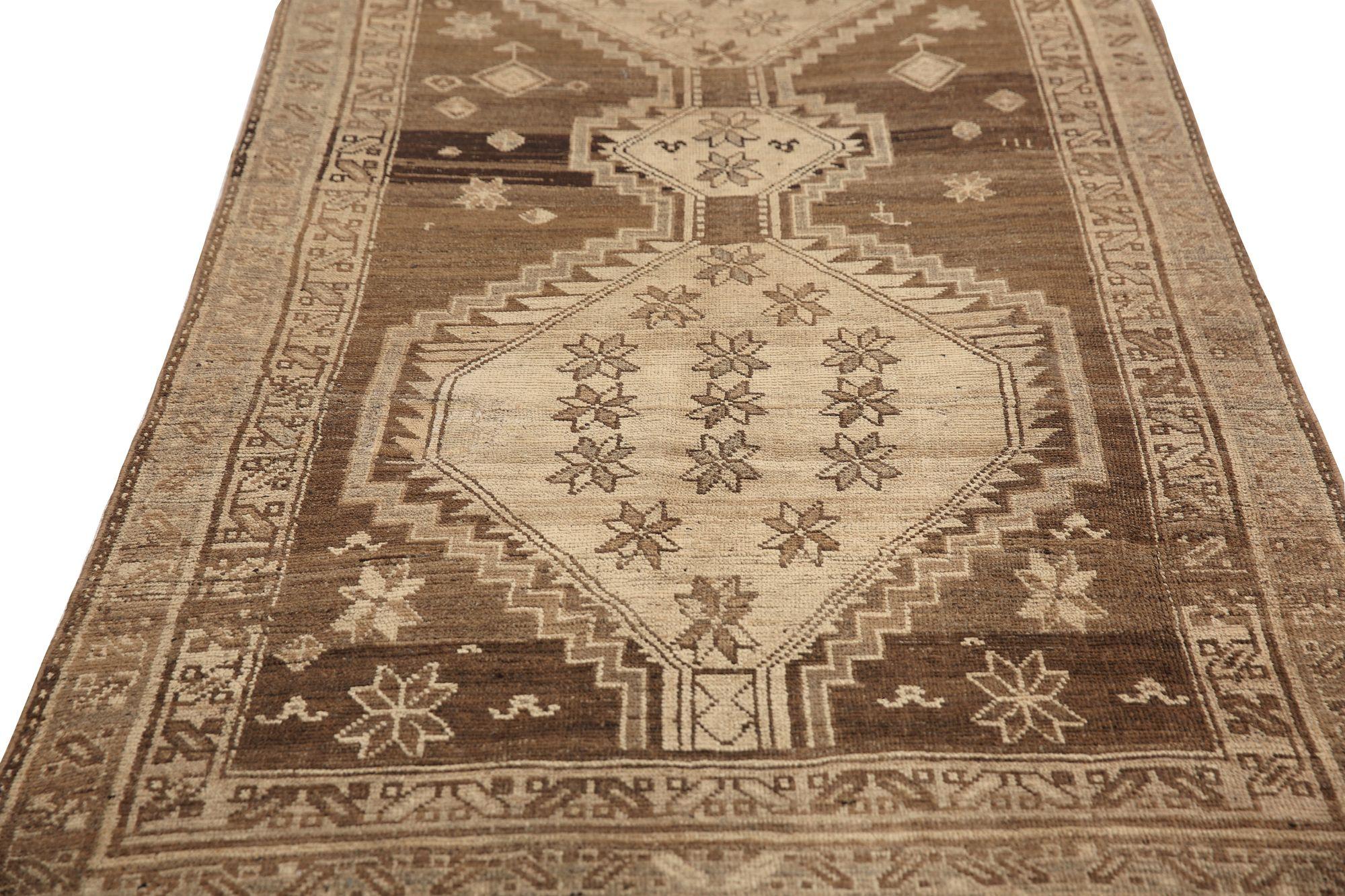 Persischer Bijar Small Teppich - Wolle Braun Elfenbein Design - 96713 (20. Jahrhundert) im Angebot
