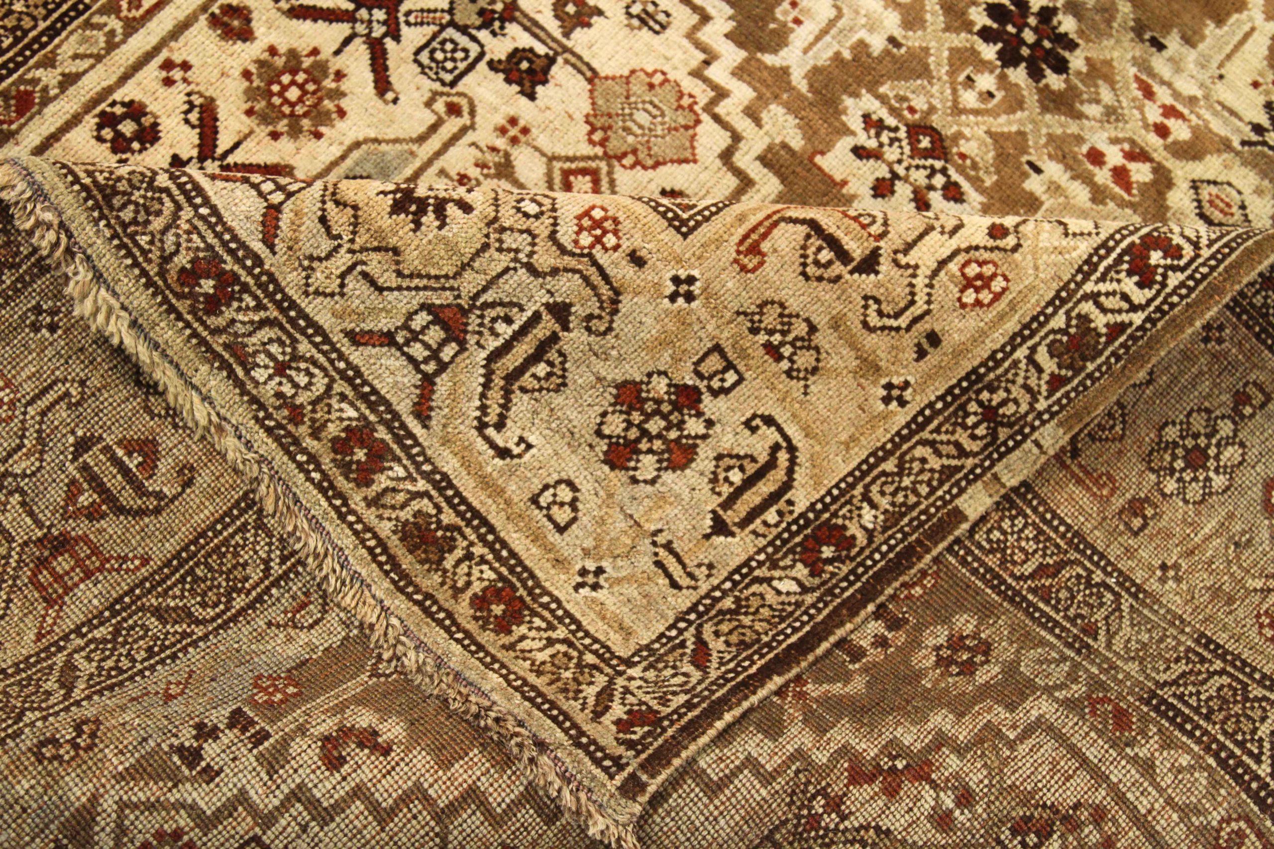 Persischer Bijar Small Teppich - Wolle Braun Elfenbein Rot Design - 75915 (Irakisch) im Angebot