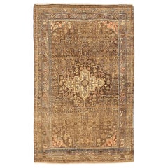Persischer Bijar Small Teppich - Wolle Braun Elfenbein Gelb Design - 89646
