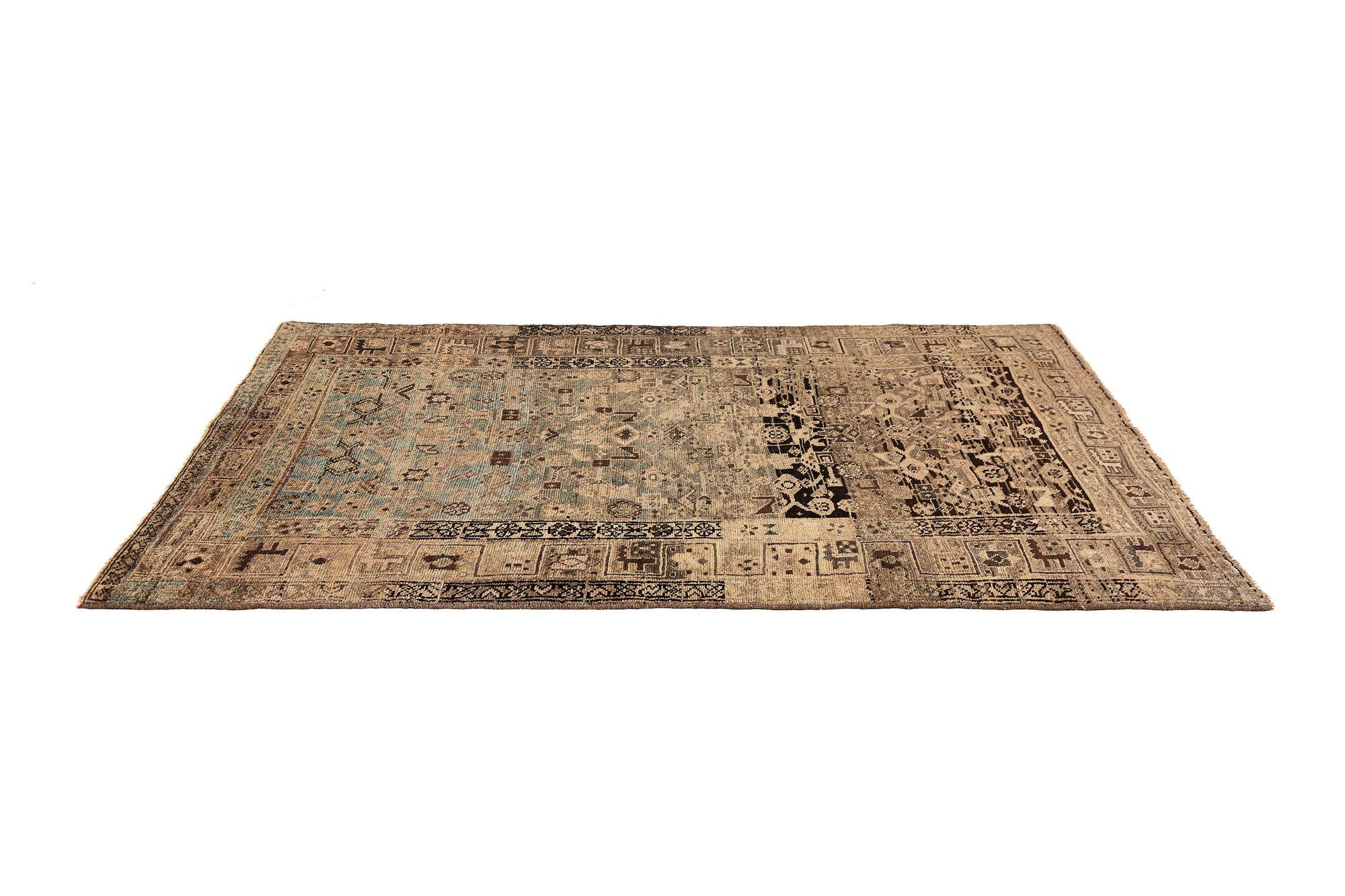 Tappeto persiano Bijar Small - Lana Marrone Azzurro Taupe Design - 97672 In condizioni ottime in vendita a Dallas, TX