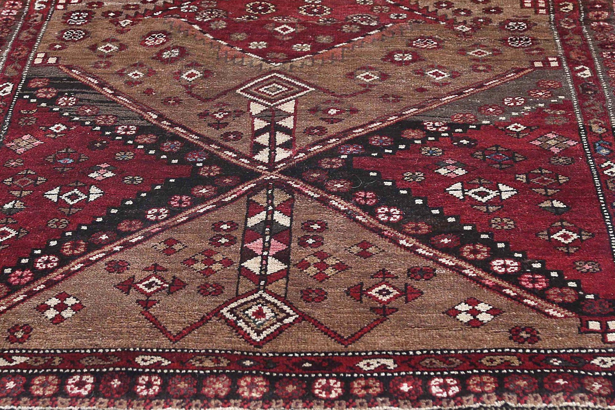 Persischer Bijar Small Teppich - Wolle Braun Rot Design - 96667 im Zustand „Hervorragend“ im Angebot in Dallas, TX