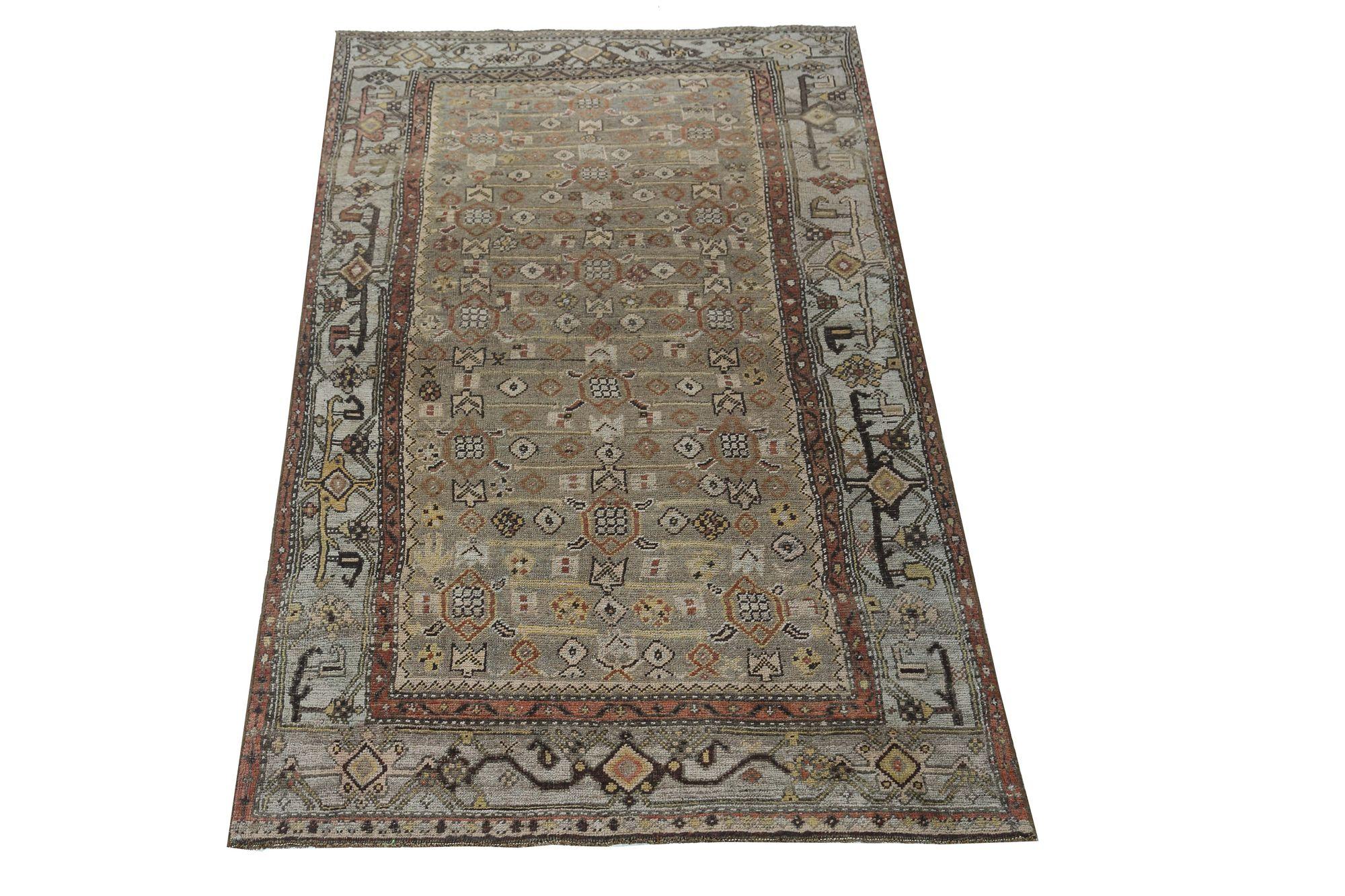Iracheno Tappeto persiano Bijar Small - Lana Marrone Taupe Design - 96651 in vendita