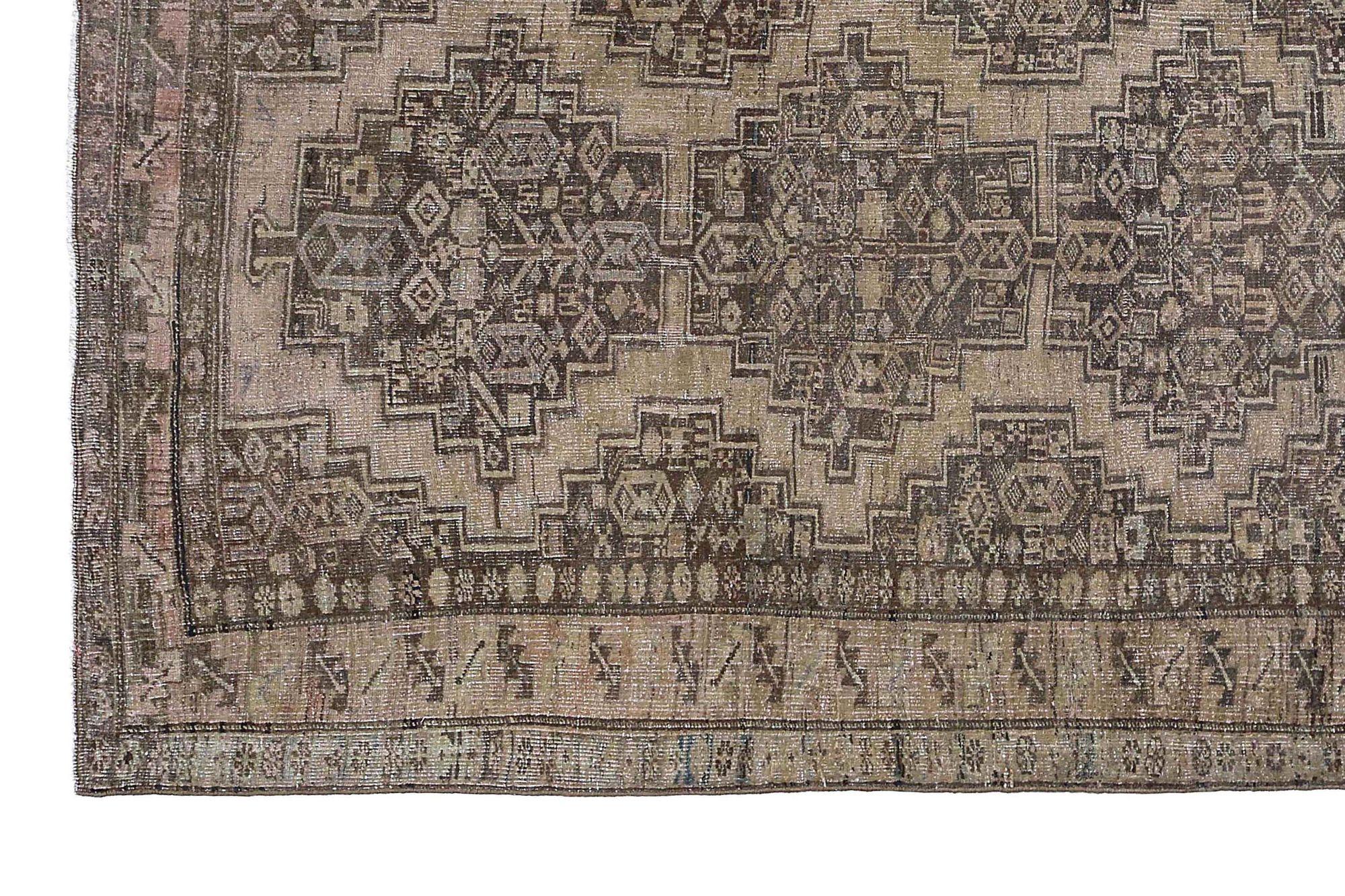 Persischer Bijar Small Teppich - Wolle Brown Taupe Design - 97623 (20. Jahrhundert) im Angebot