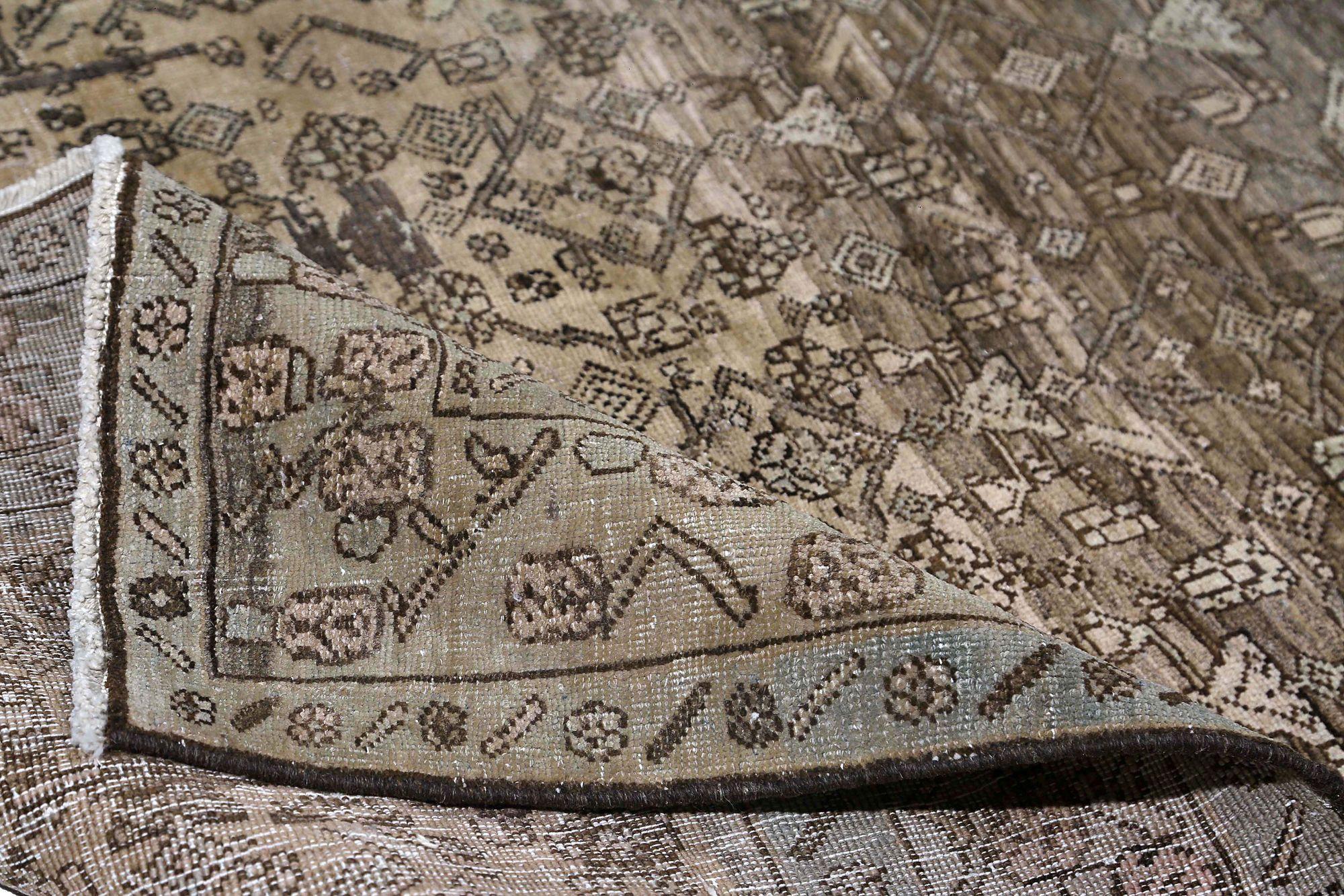 Iracheno Tappeto persiano Bijar Small - Lana Marrone Taupe Design - 97625 in vendita