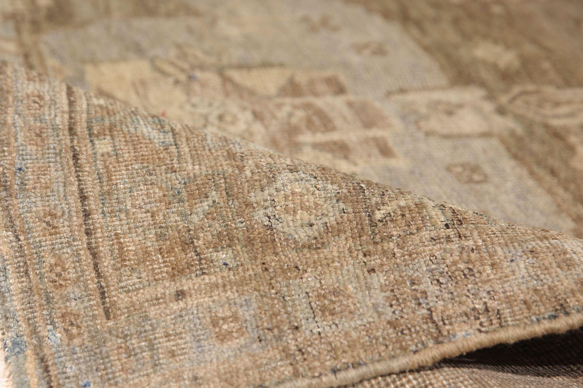 Persischer Bijar Small Teppich - Wolle Brown Taupe Design - 97706 im Zustand „Hervorragend“ im Angebot in Dallas, TX