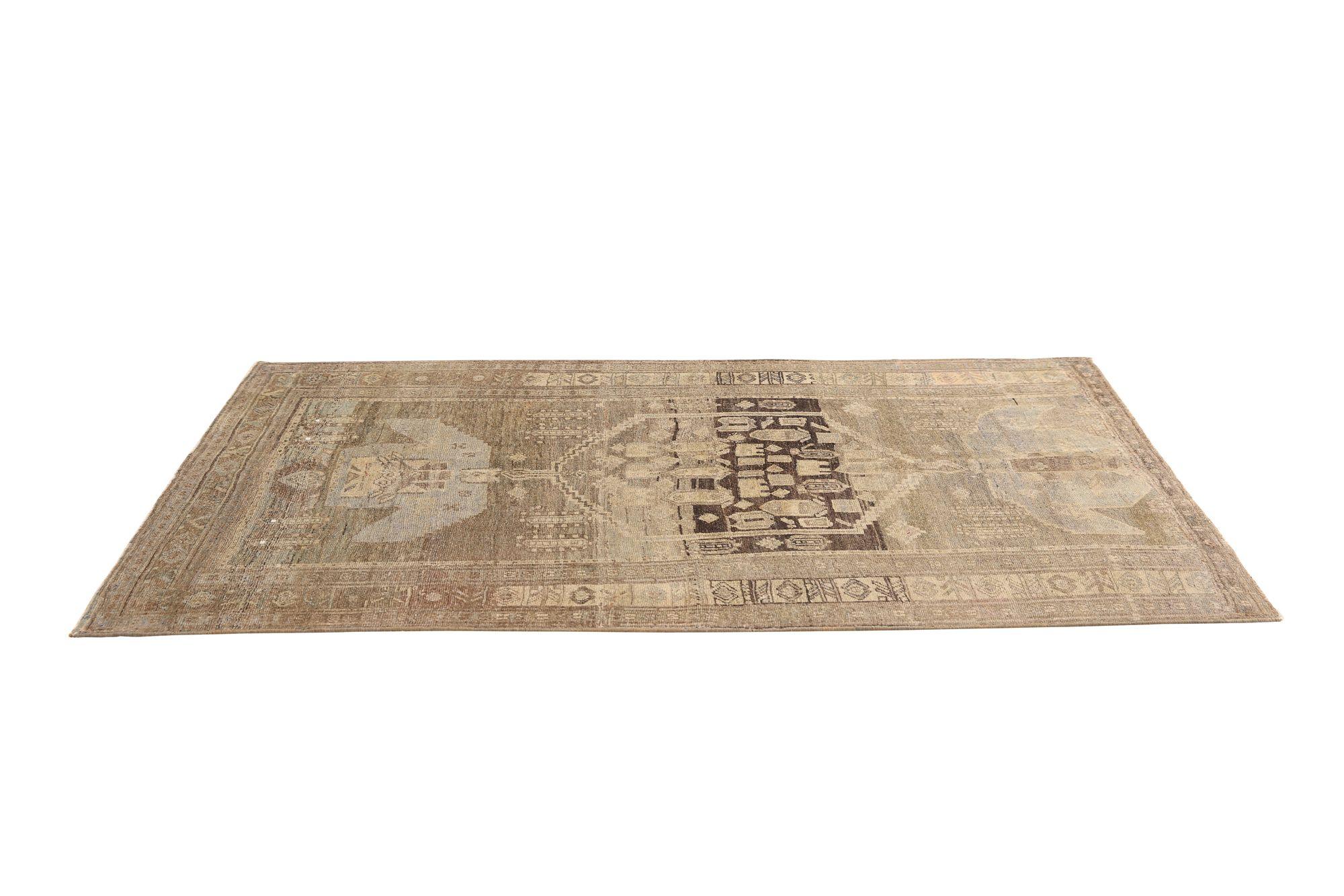 Persischer Bijar Small Teppich - Wolle Brown Taupe Design - 97706 (20. Jahrhundert) im Angebot