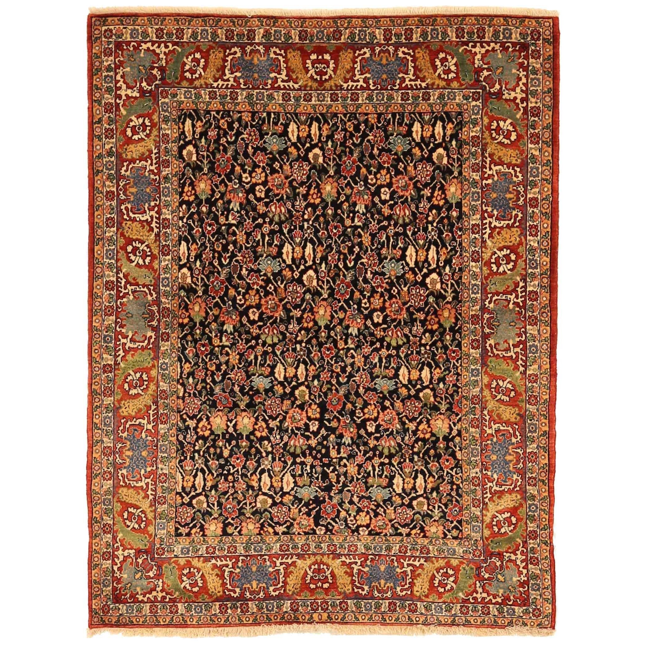 Persischer Bijar Kleiner Teppich - Wolle Grün Marineblau Rot Gelb - 76030