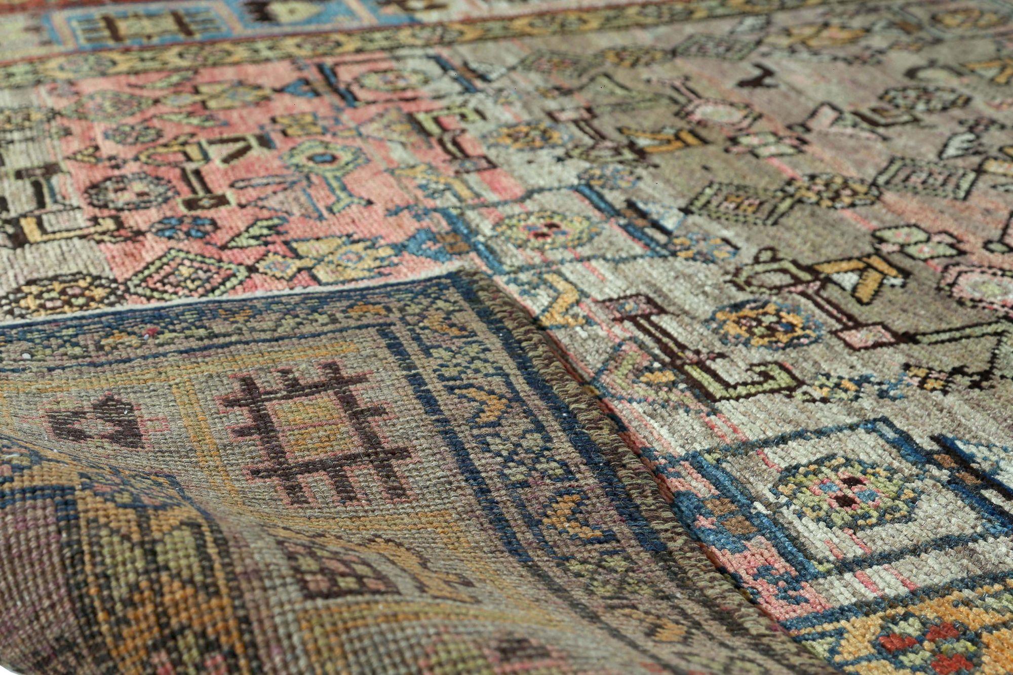 Persischer Bijar Kleiner Teppich - Wolle Elfenbeinrosa Design - 96768 (Irakisch) im Angebot