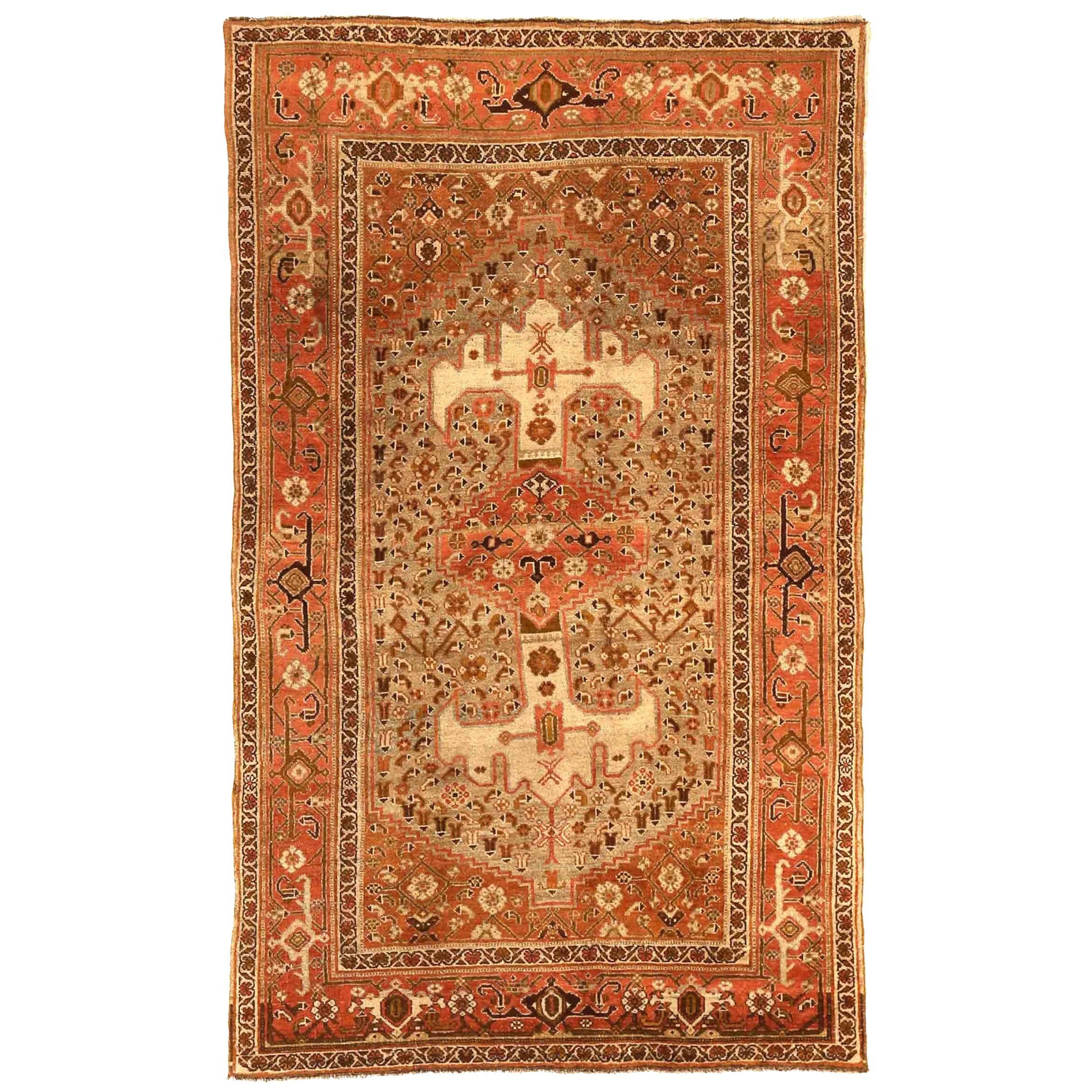 Tappeto Persiano Bijar Piccolo - Lana Avorio Rosso Taupe 70629