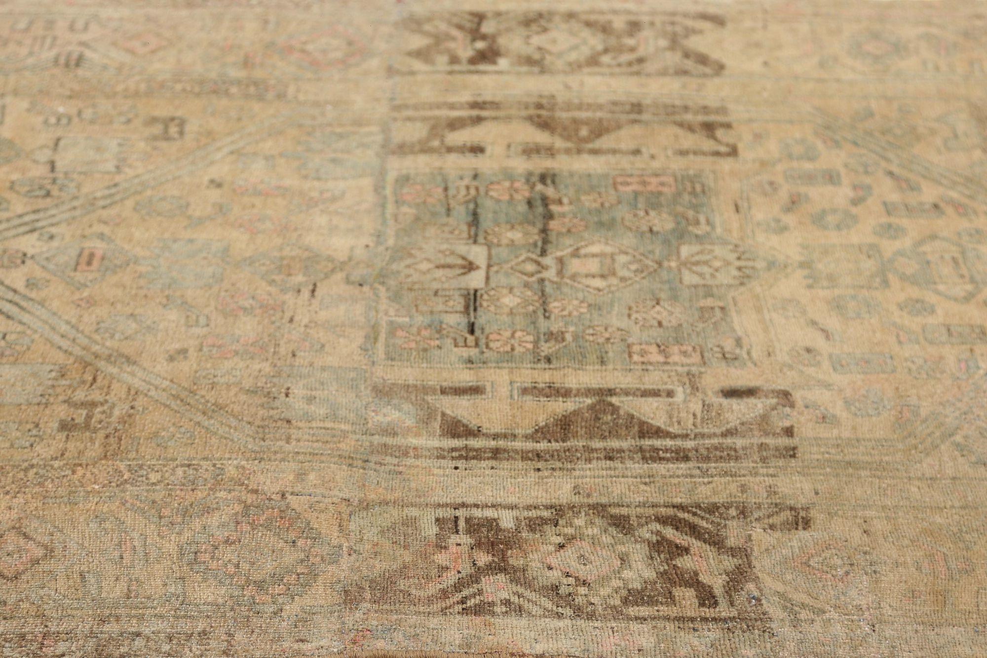 Persischer Bijar Kleiner Teppich - Wolle Elfenbein Taupe Design - 96725 im Zustand „Hervorragend“ im Angebot in Dallas, TX