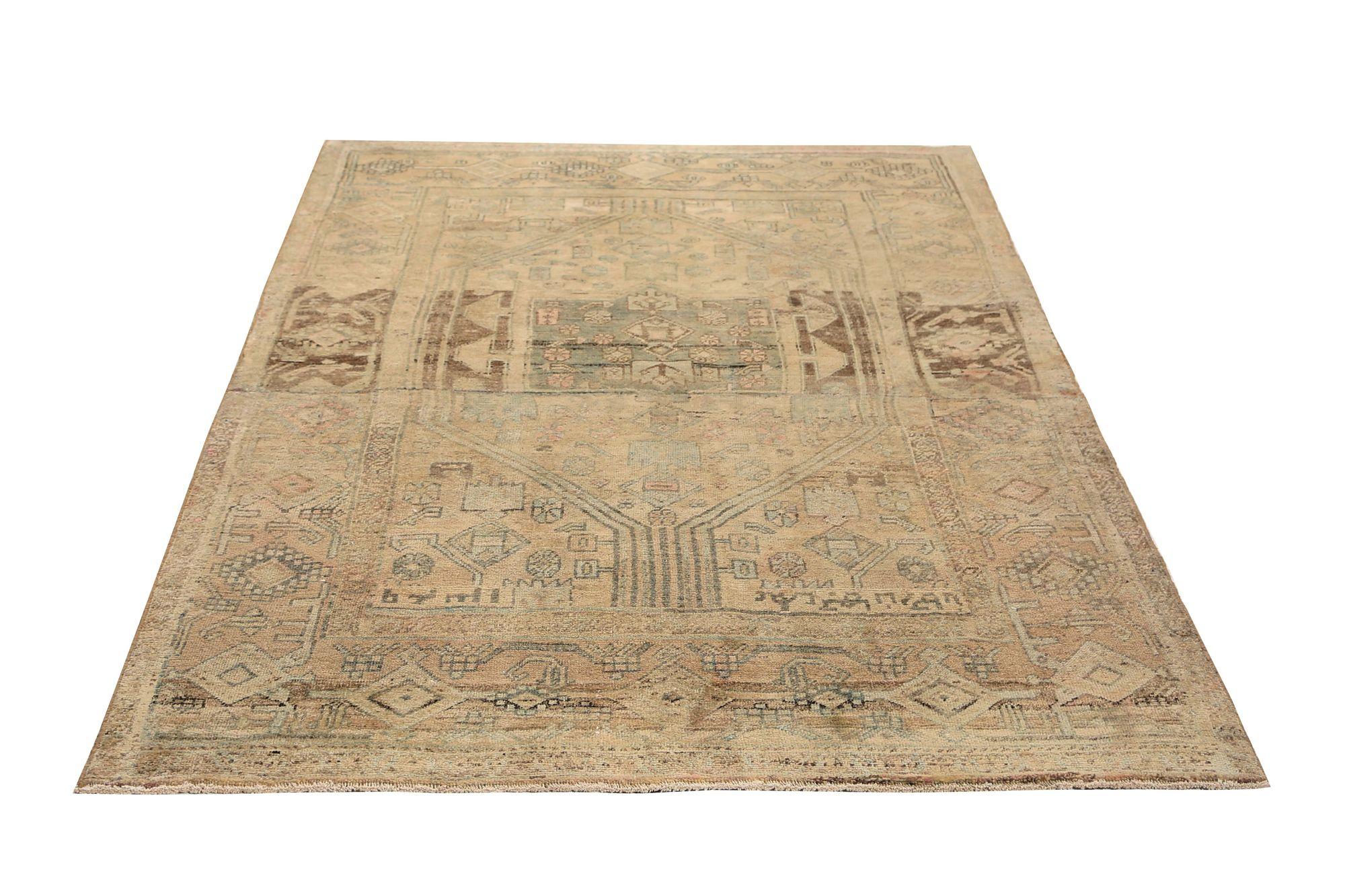 Persischer Bijar Kleiner Teppich - Wolle Elfenbein Taupe Design - 96725 (20. Jahrhundert) im Angebot