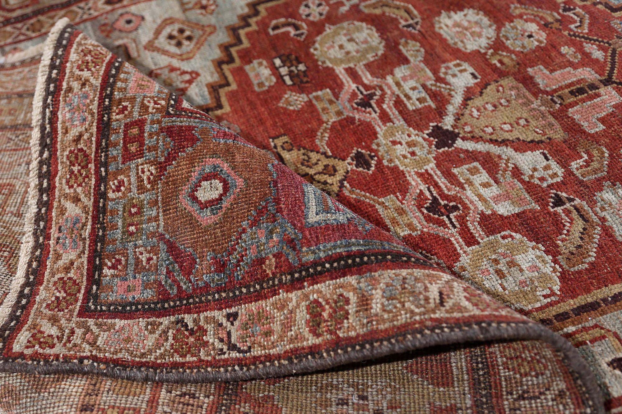 Iracheno Tappeto persiano Bijar Small - Lana Design Light Blue Red - 96856 in vendita