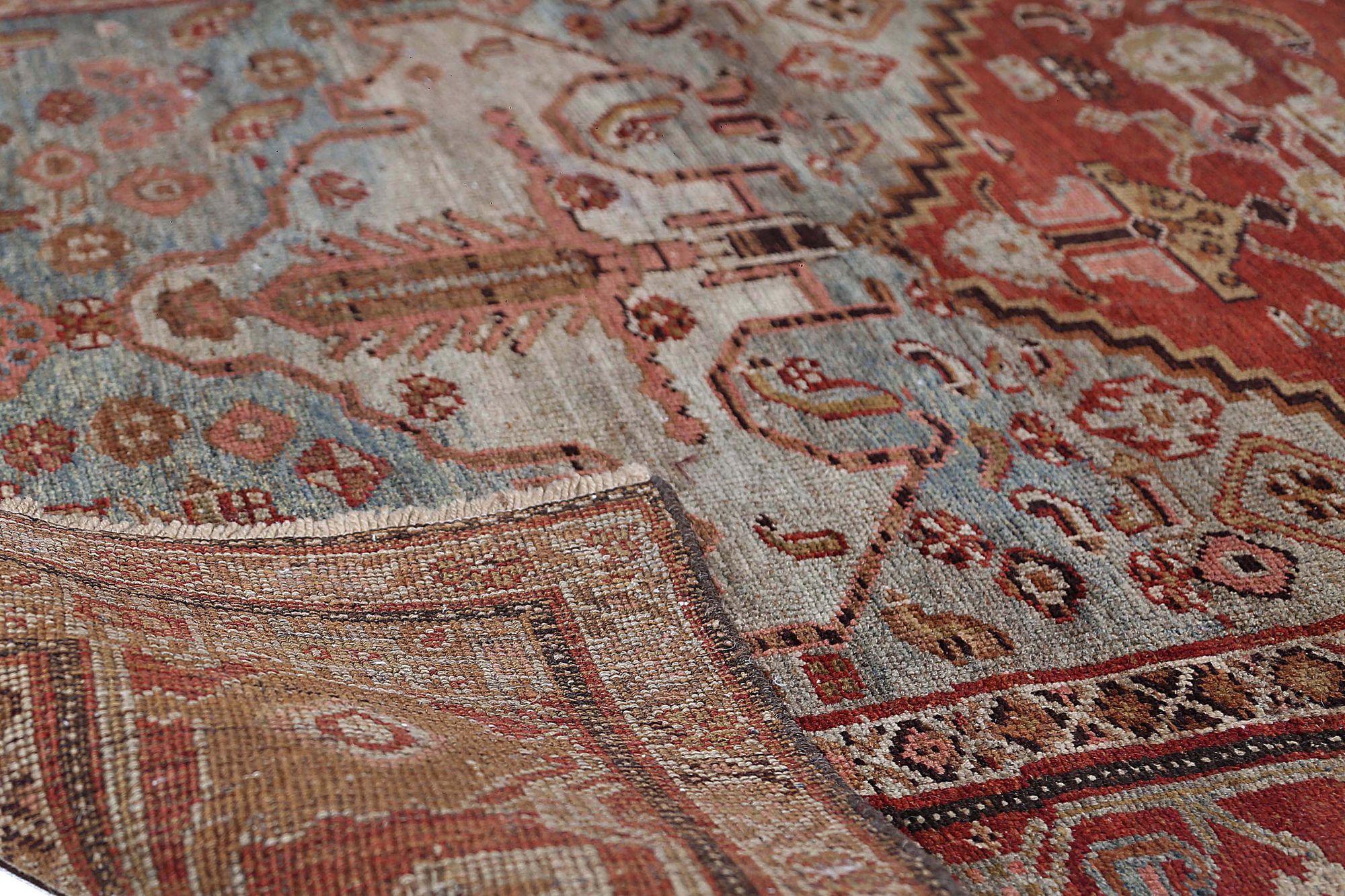 Tappeto persiano Bijar Small - Lana Design Light Blue Red - 96856 In condizioni ottime in vendita a Dallas, TX