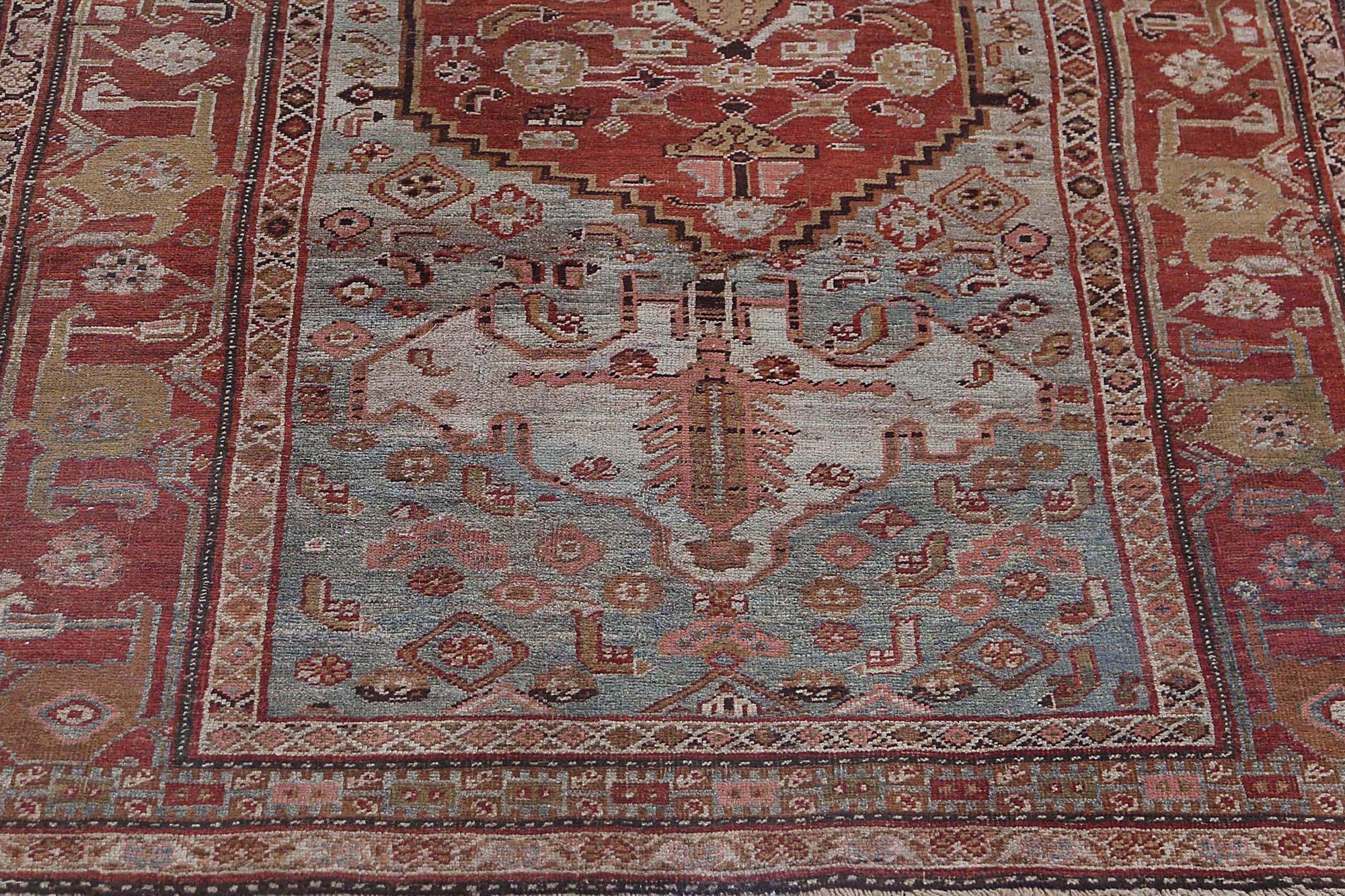 XX secolo Tappeto persiano Bijar Small - Lana Design Light Blue Red - 96856 in vendita