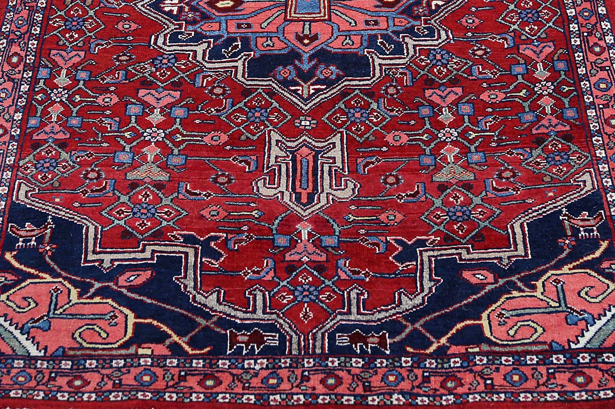Persischer Bijar Kleiner Teppich - Wolle Rot Design - 97076 im Zustand „Hervorragend“ im Angebot in Dallas, TX