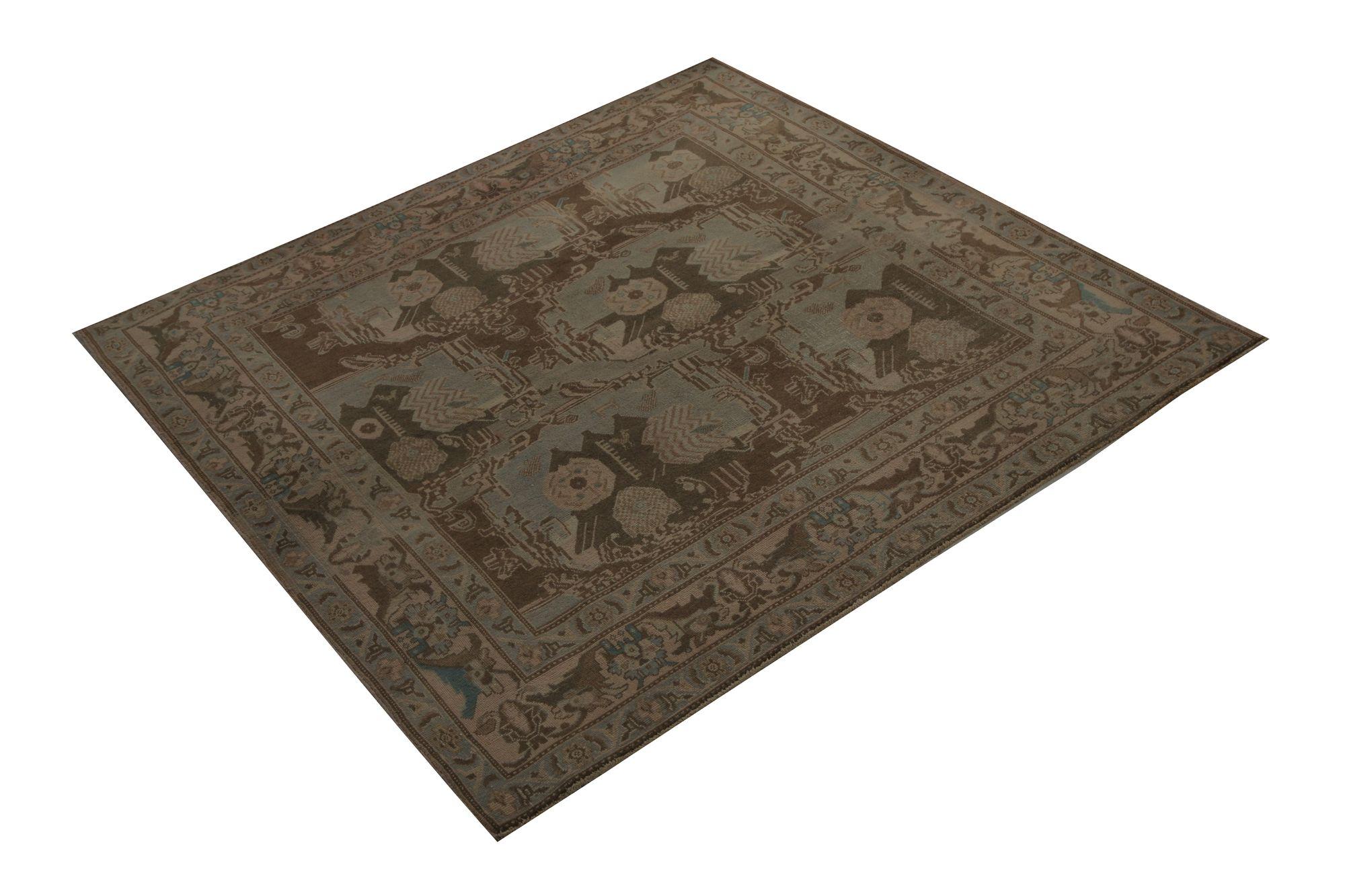 Iracheno Tappeti quadrati persiani Bijar - Design lana marrone taupe - 98005 in vendita
