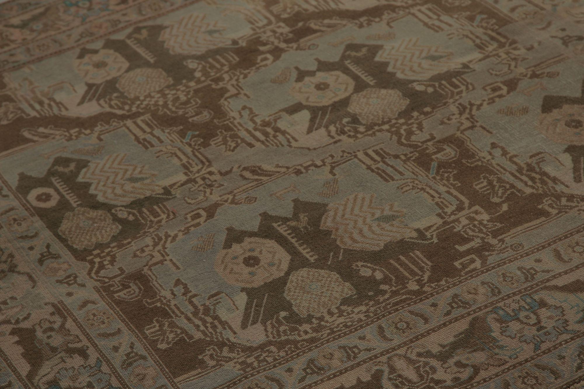 Tappeti quadrati persiani Bijar - Design lana marrone taupe - 98005 In condizioni ottime in vendita a Dallas, TX