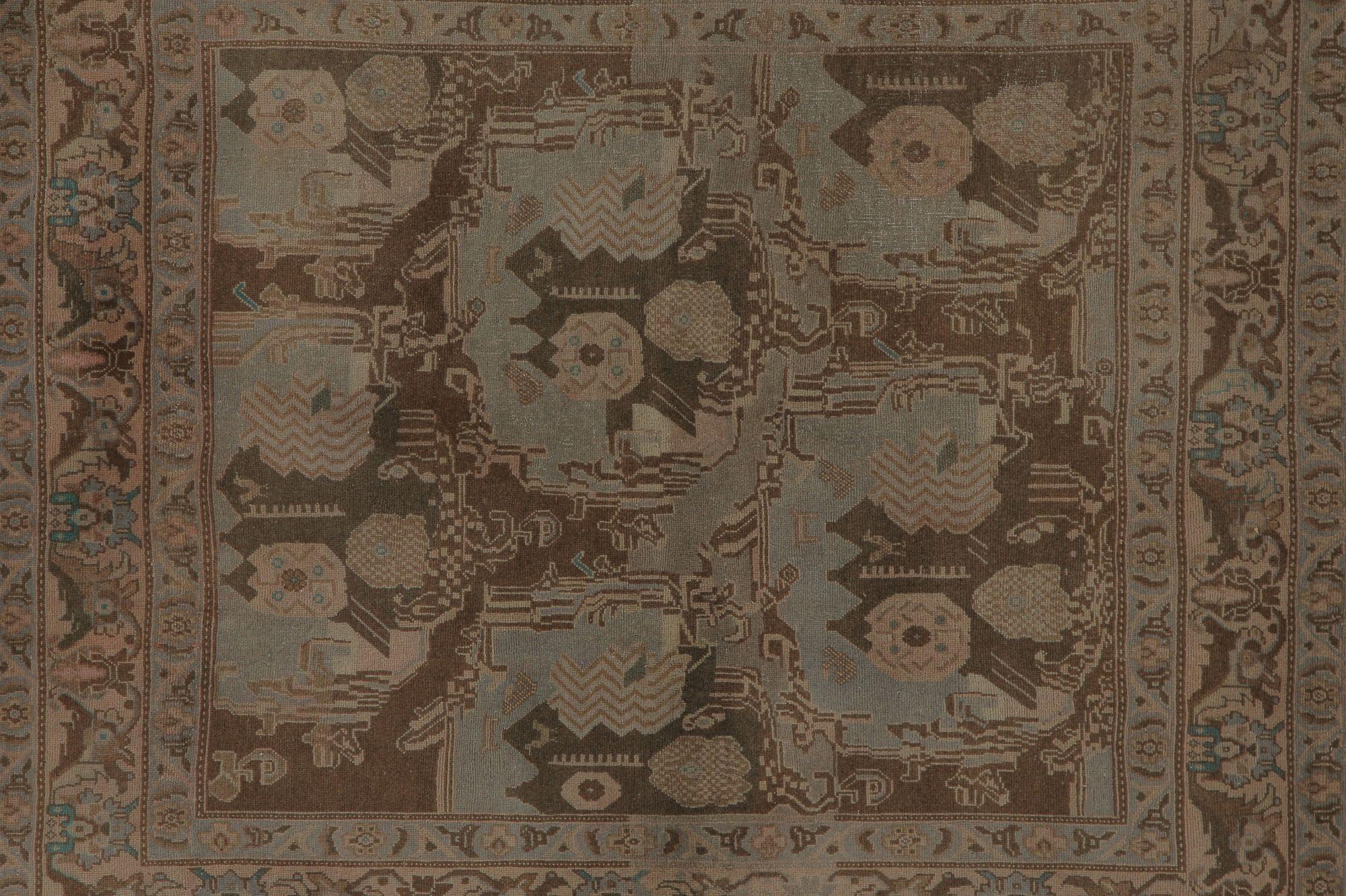 Persische Bijar Quadratische Teppiche - Wolle Brown Taupe Design - 98005 (20. Jahrhundert) im Angebot
