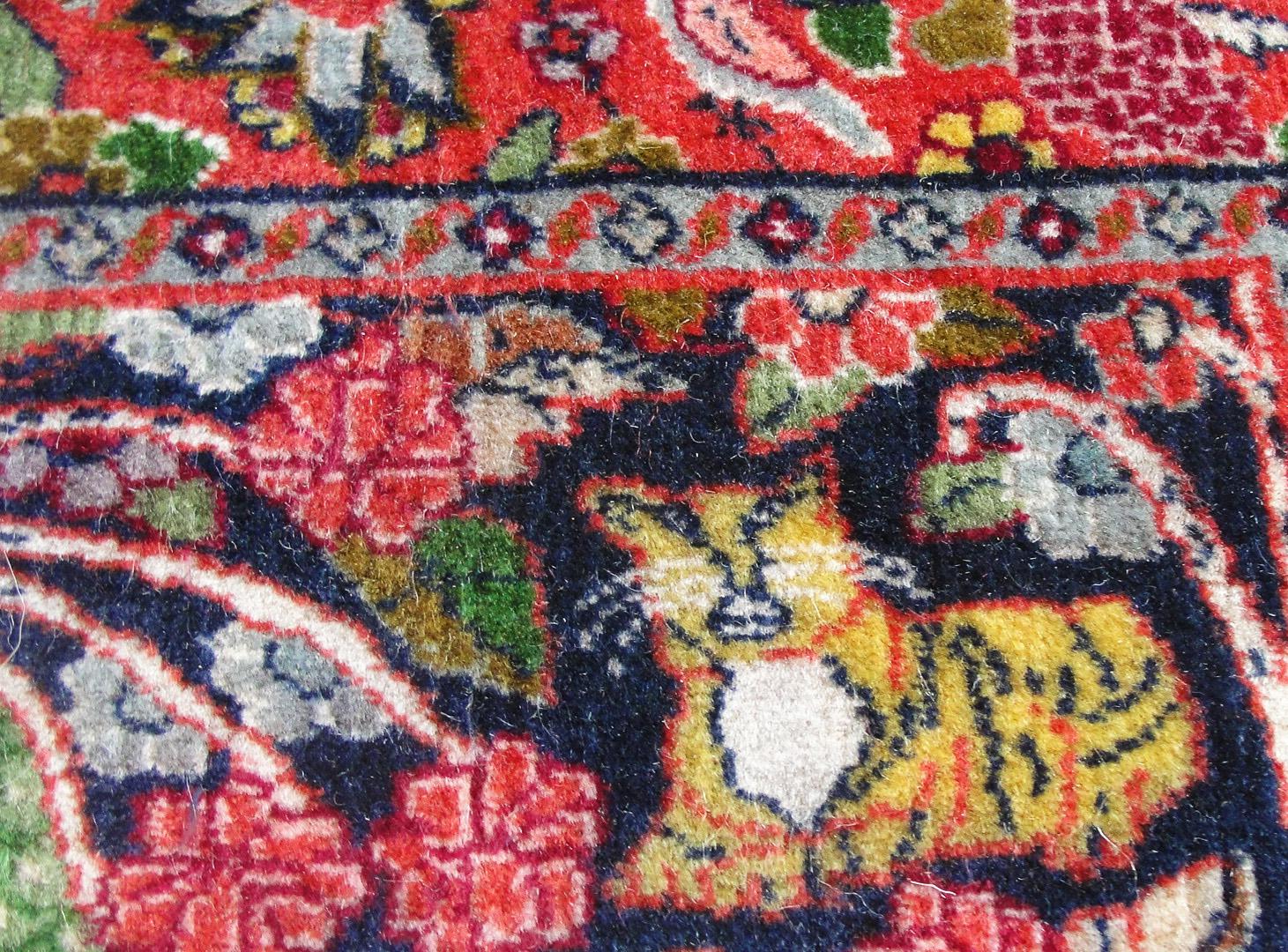 Hand-Knotted Persian Bijar, the Lion Rug For Sale