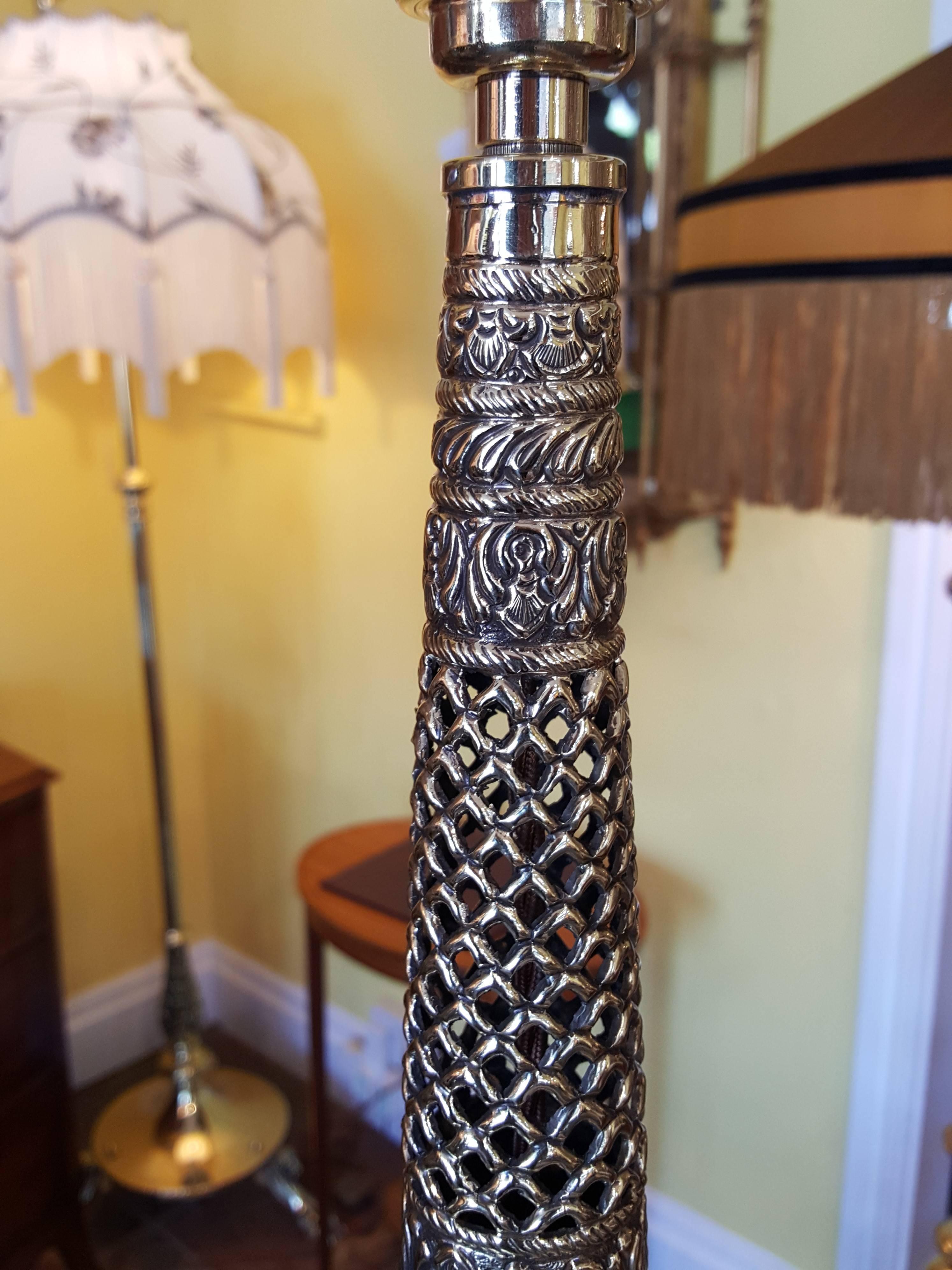 Persian Brass Incense Burner, Converted to Lamp In Excellent Condition In Altrincham, Cheshire