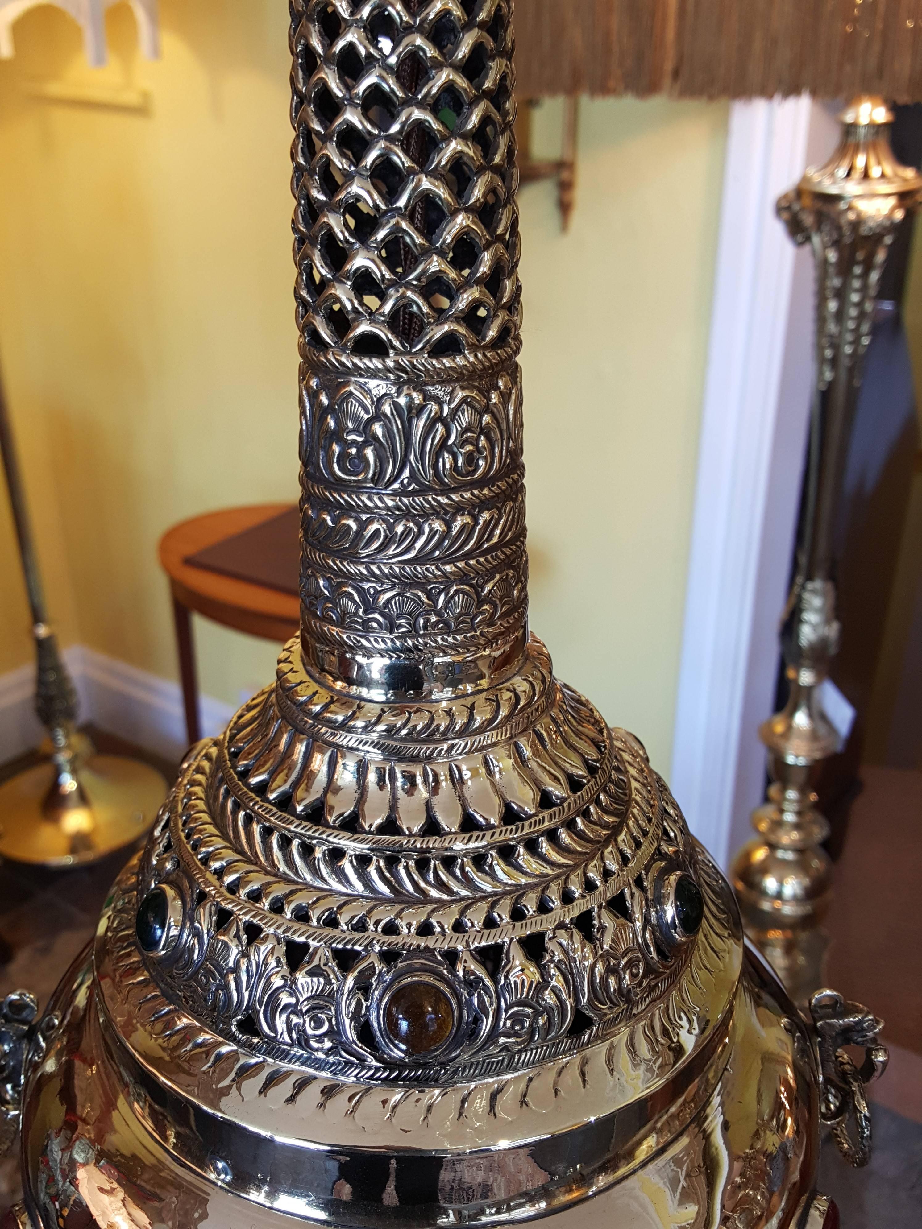 Mid-20th Century Persian Brass Incense Burner, Converted to Lamp