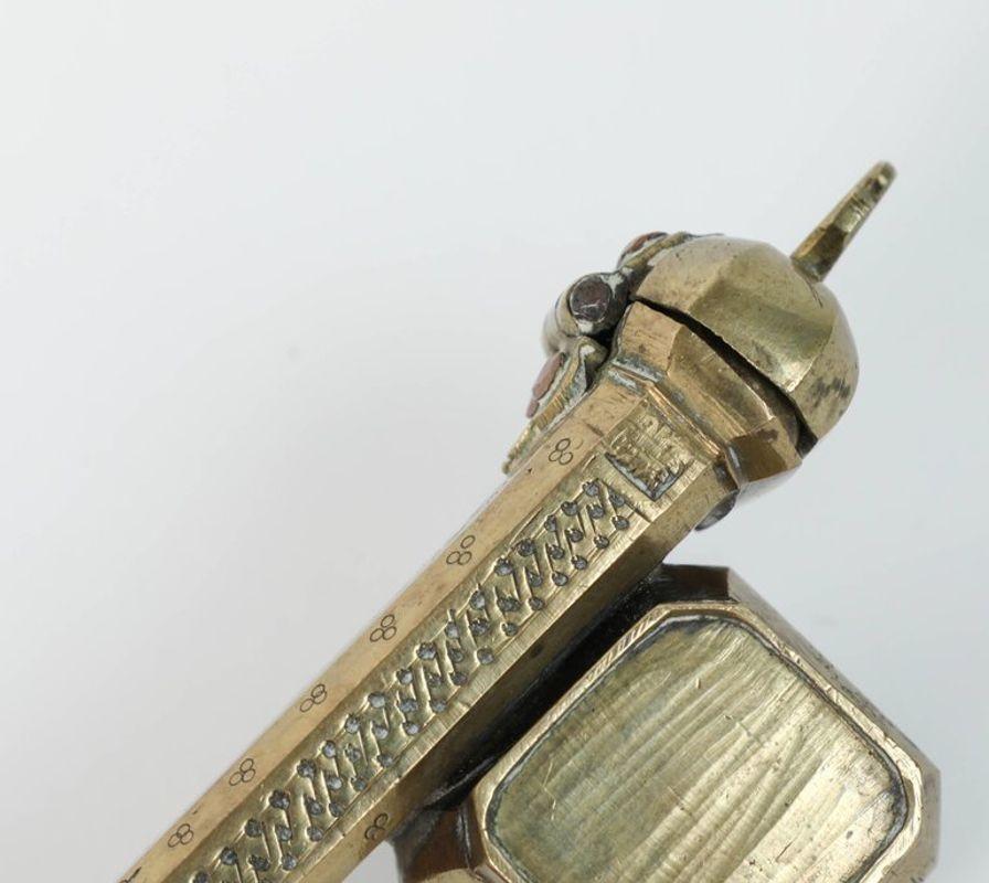 Persian Brass Inkwell Qalamdan with Arabic Calligraphy Writing For Sale 3