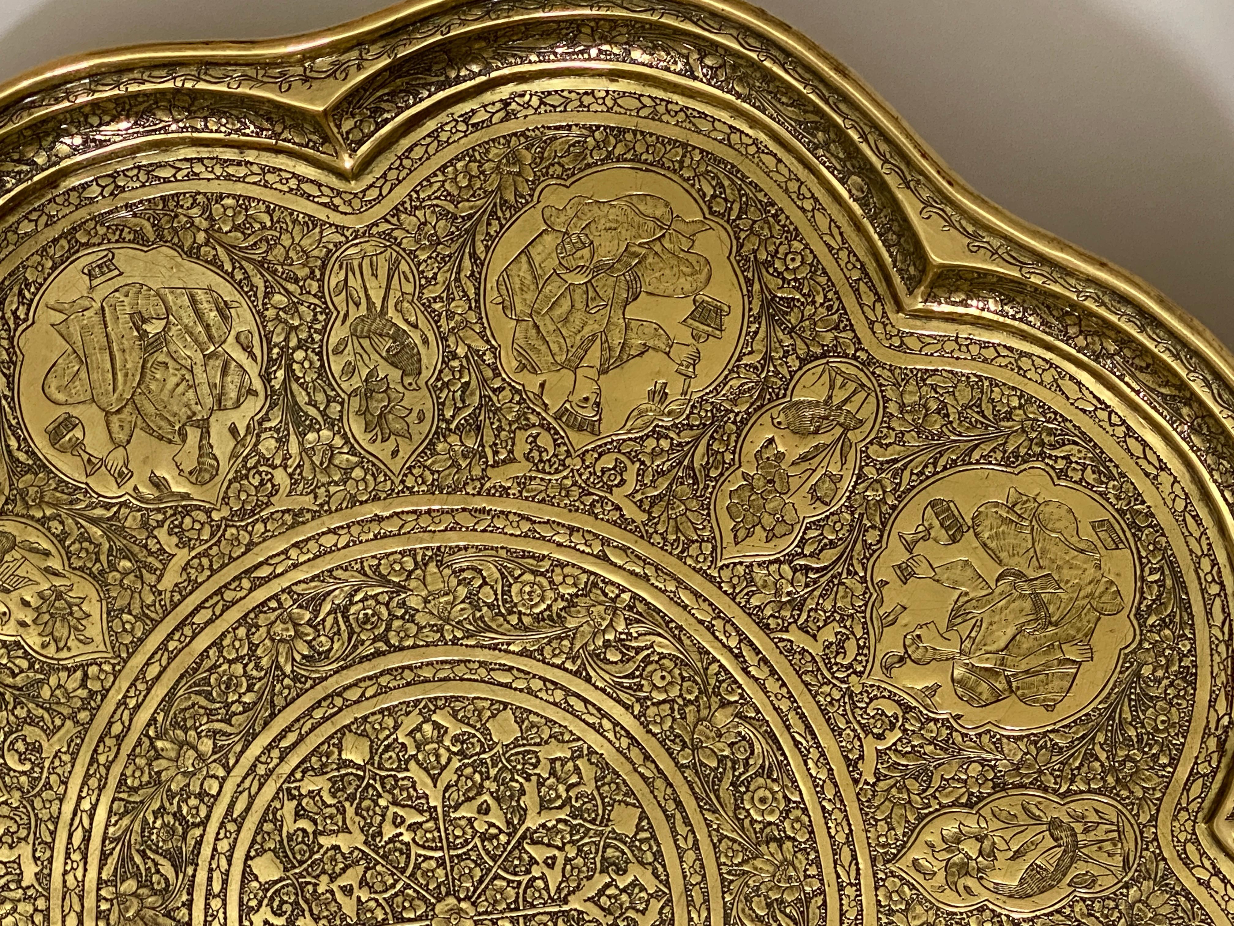 Asian Persian Brass Servng Tray