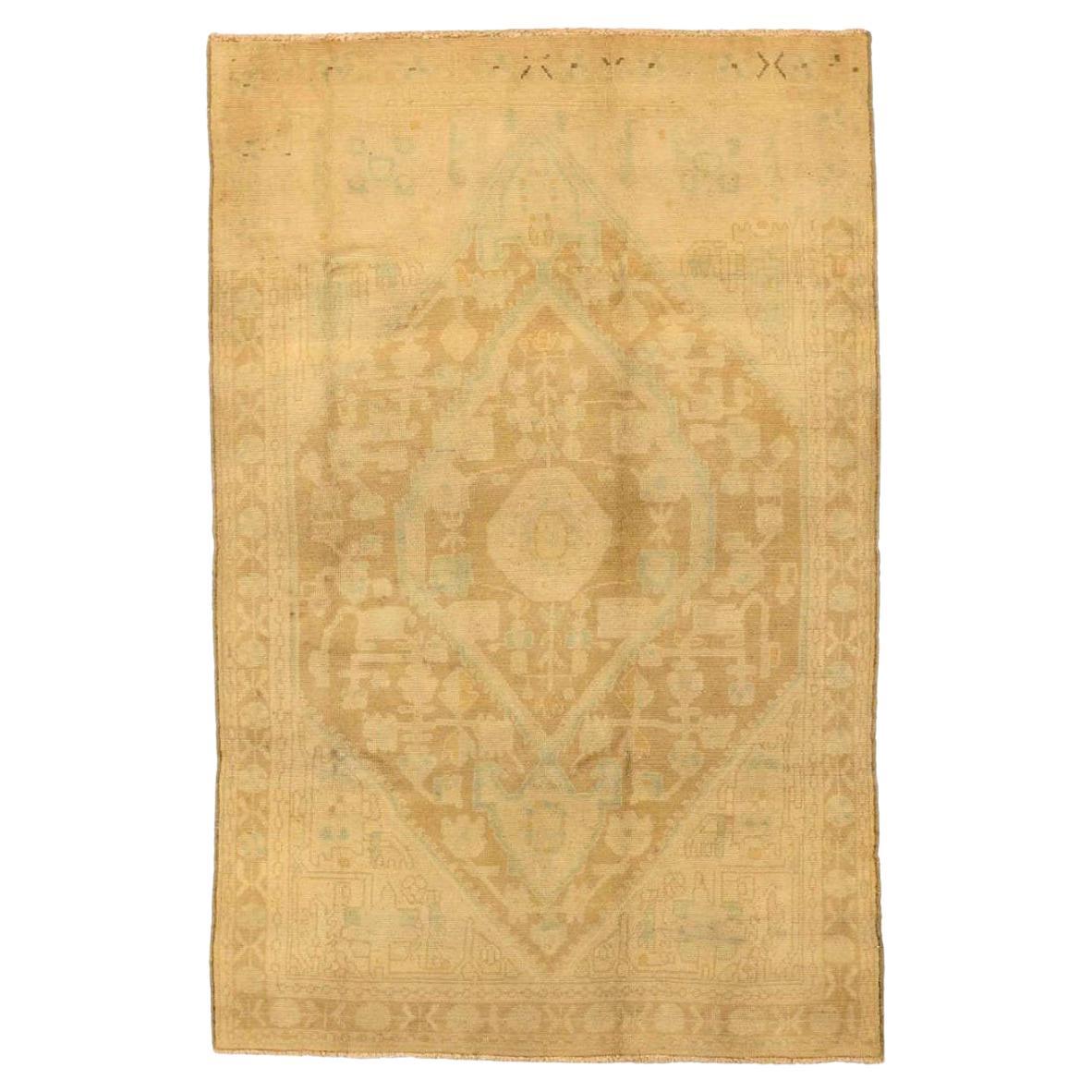 Persian Broojerd Small Rug - Wool Brown Ivory Design - 75726