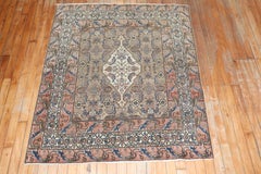 Zabihi Collection Persian Camel Brown Bibikabad Senneh Small Square Rug