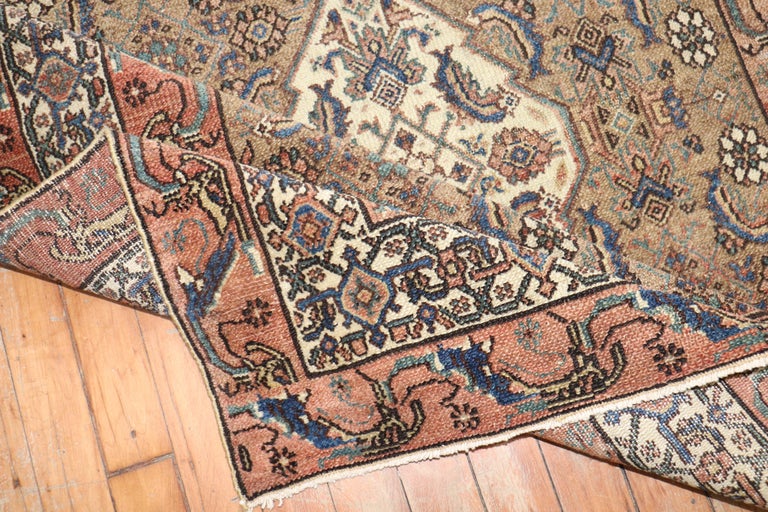 Persian Brown Bibikabad Senneh Small Square Rug For Sale at 1stDibs