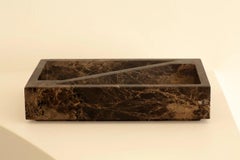 Contemporary Retangular Deep Brown Marble Block Tray von Henry Wilson