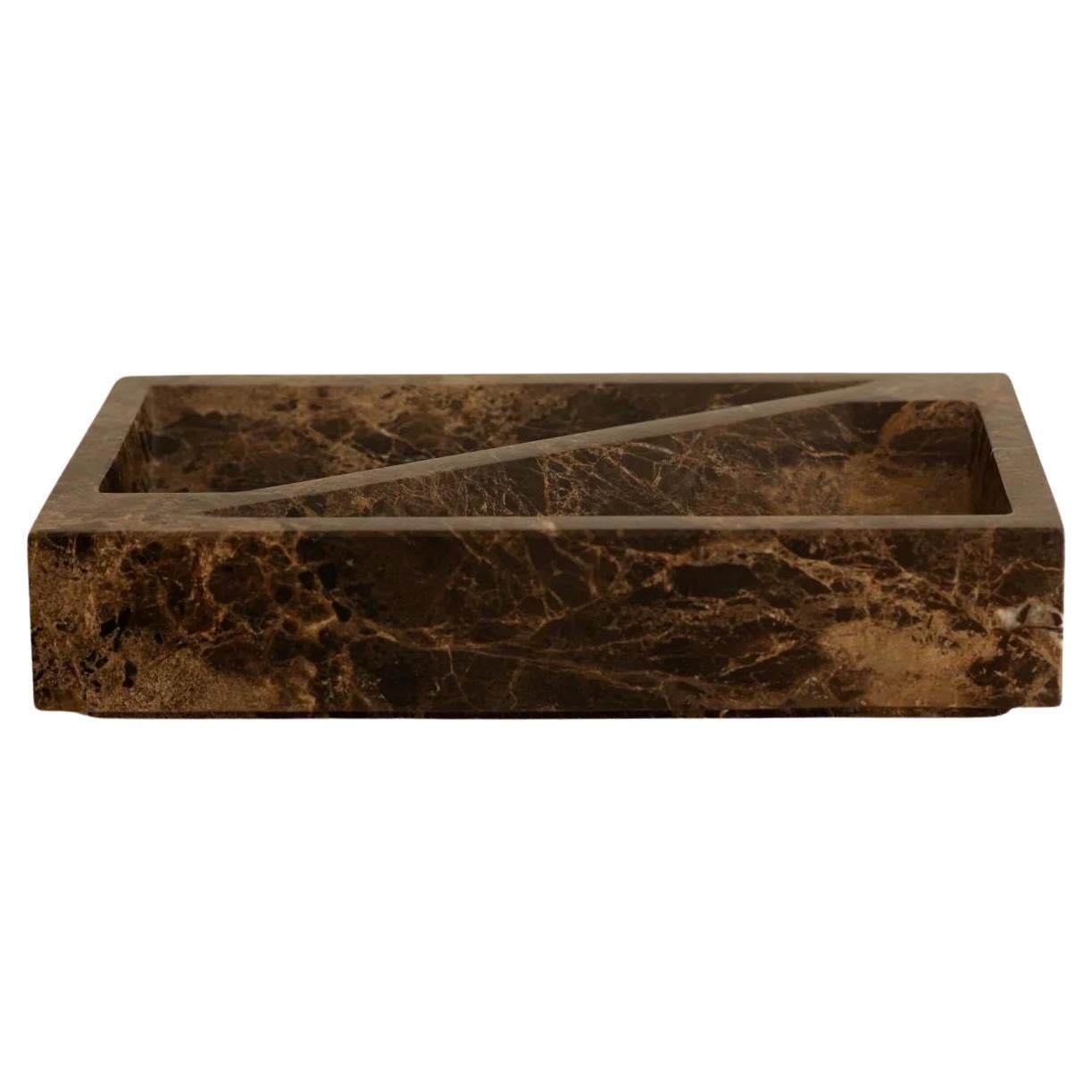 Contemporary Retangular Deep Brown Marble Block Tray by Henry Wilson (en anglais)