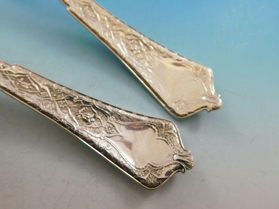 Persian originated in 1872 when exotic lands were in vogue (Japanese, Egyptian, Persian). It is absolutely striking with its intricate design. It is a beautiful example of the silver makers art.

Stunning sterling silver fish serving set, 2-piece,
