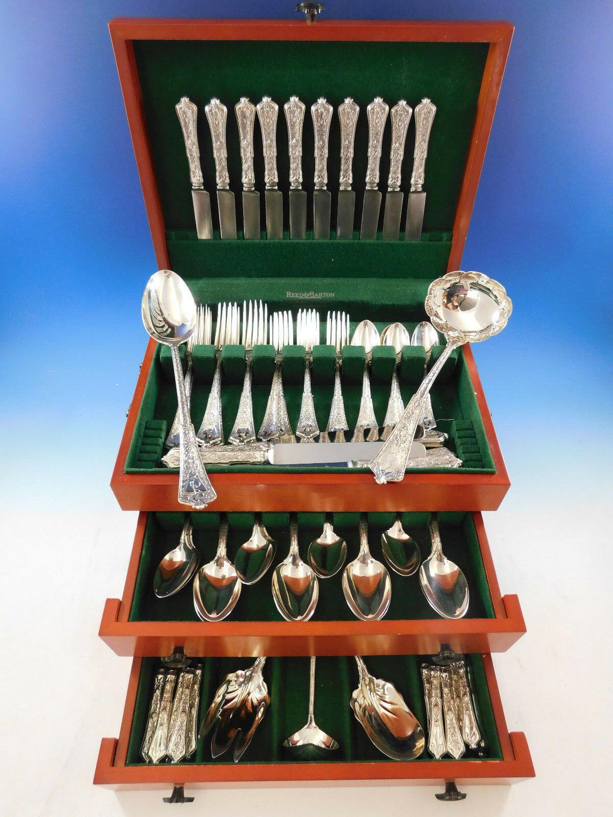 Exquisite dinner size Persian by Tiffany & Co. sterling silver flatware set - 85 pieces. This set includes

10 dinner size knives, 10 1/4