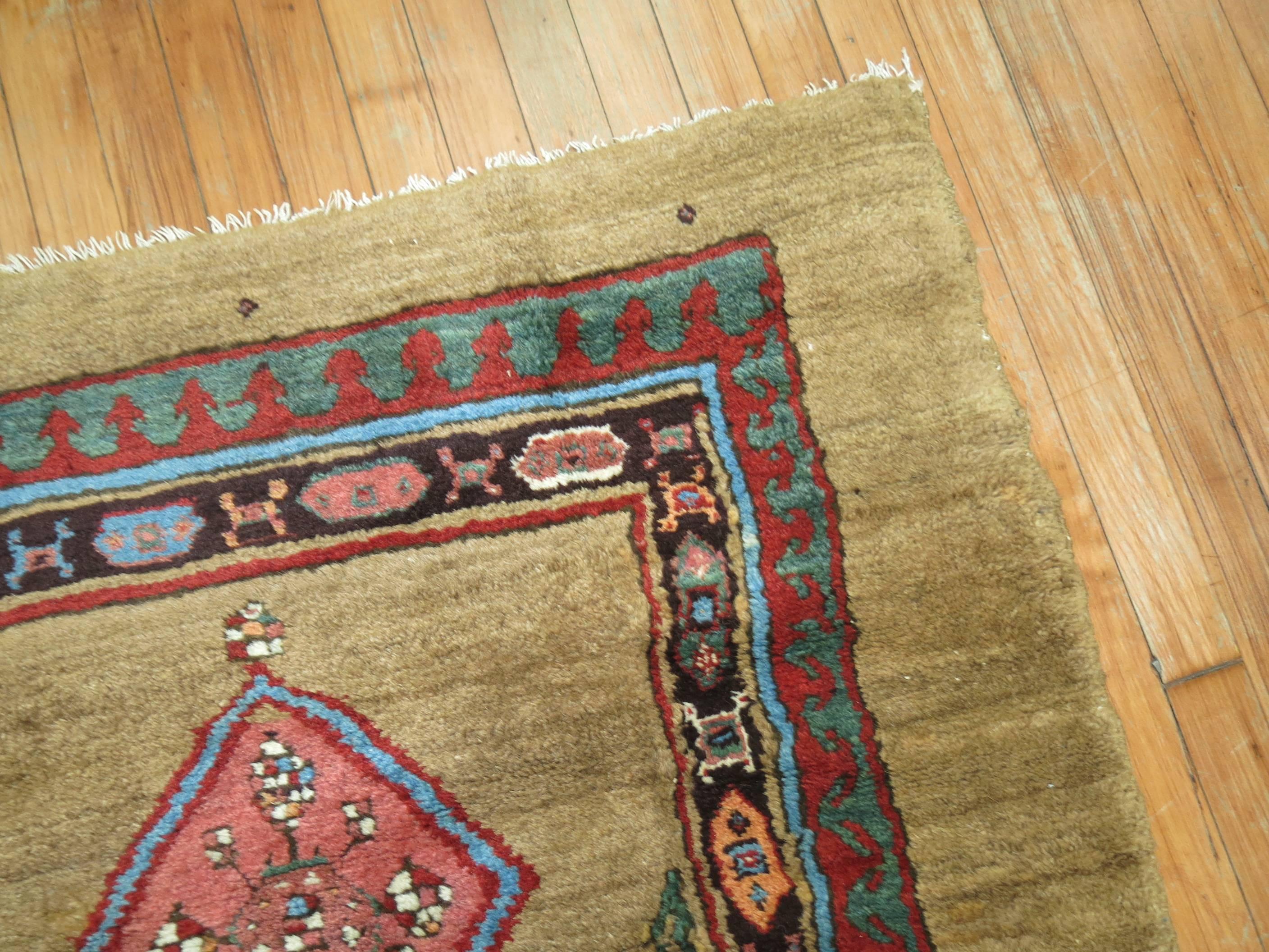 Zabihi Collection Antique Persian Camel Hair Runner In Good Condition For Sale In New York, NY