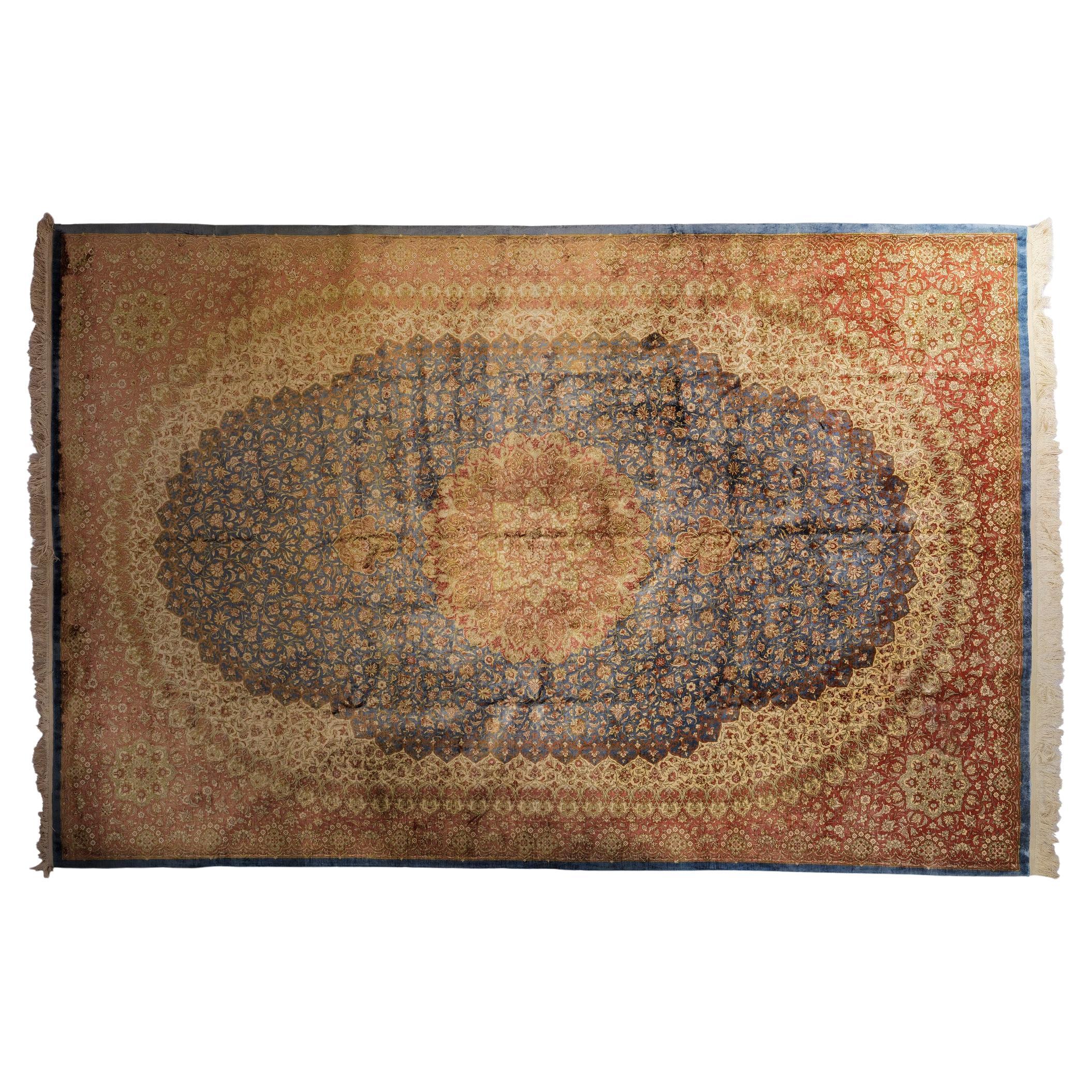 Tappeto persiano, Ghom, 1910/20 circa, seta in vendita