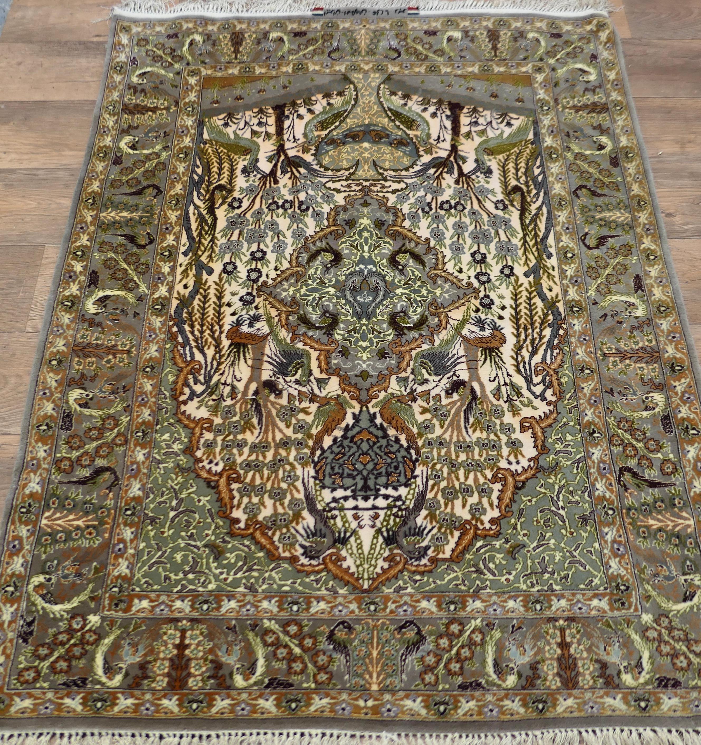 Silk Isfahan Carpet Prayer Mat   For Sale