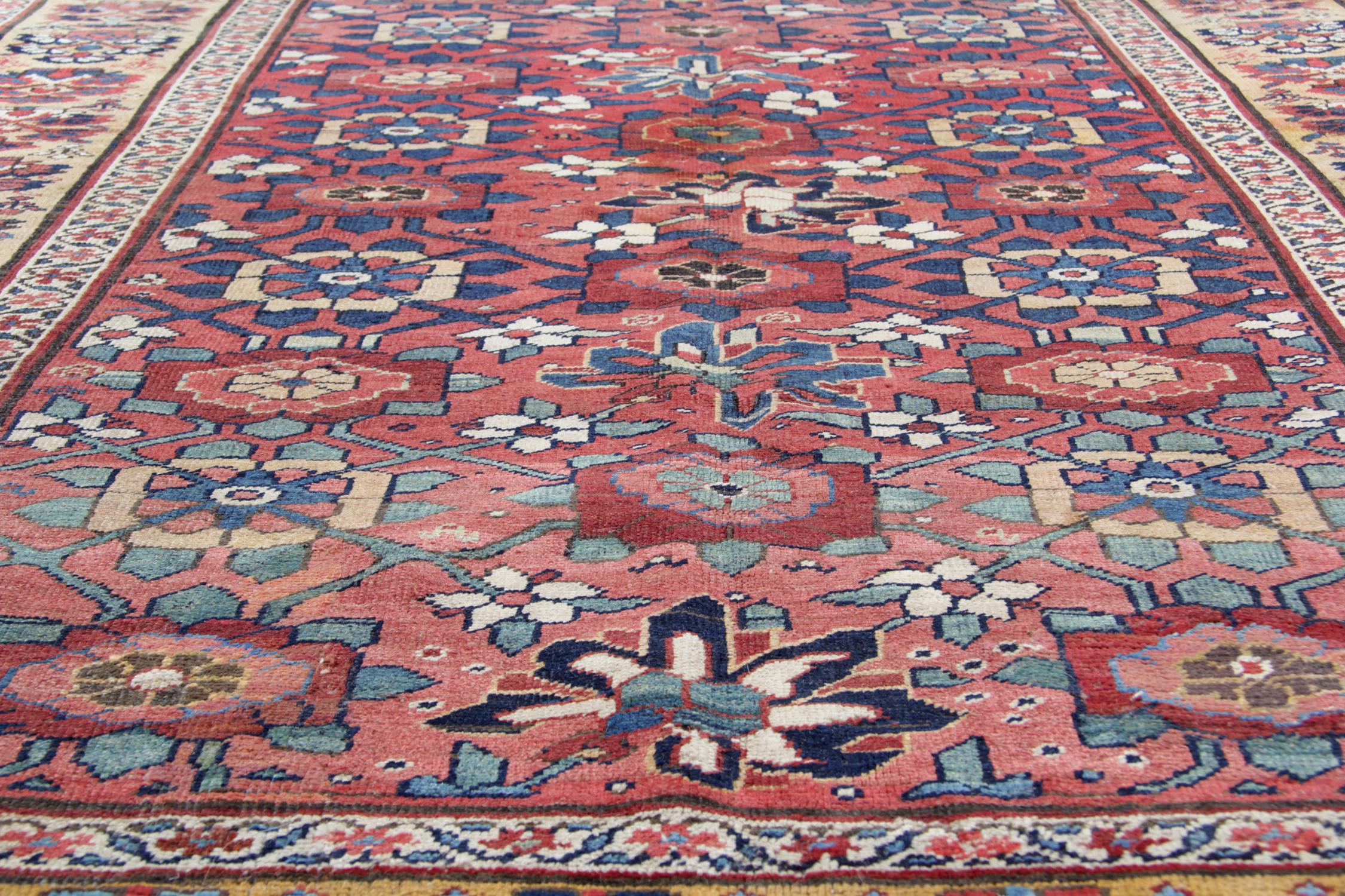 Kazak Antique Rug Rust Carpet Zeigler Oriental Floral Livingroom Rug CHR45 For Sale