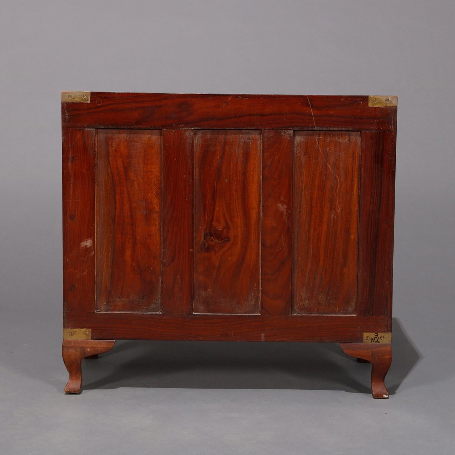 Persian Carved Mahogany and Damscene Four-Drawer Dowry Chest, 20th Century 3