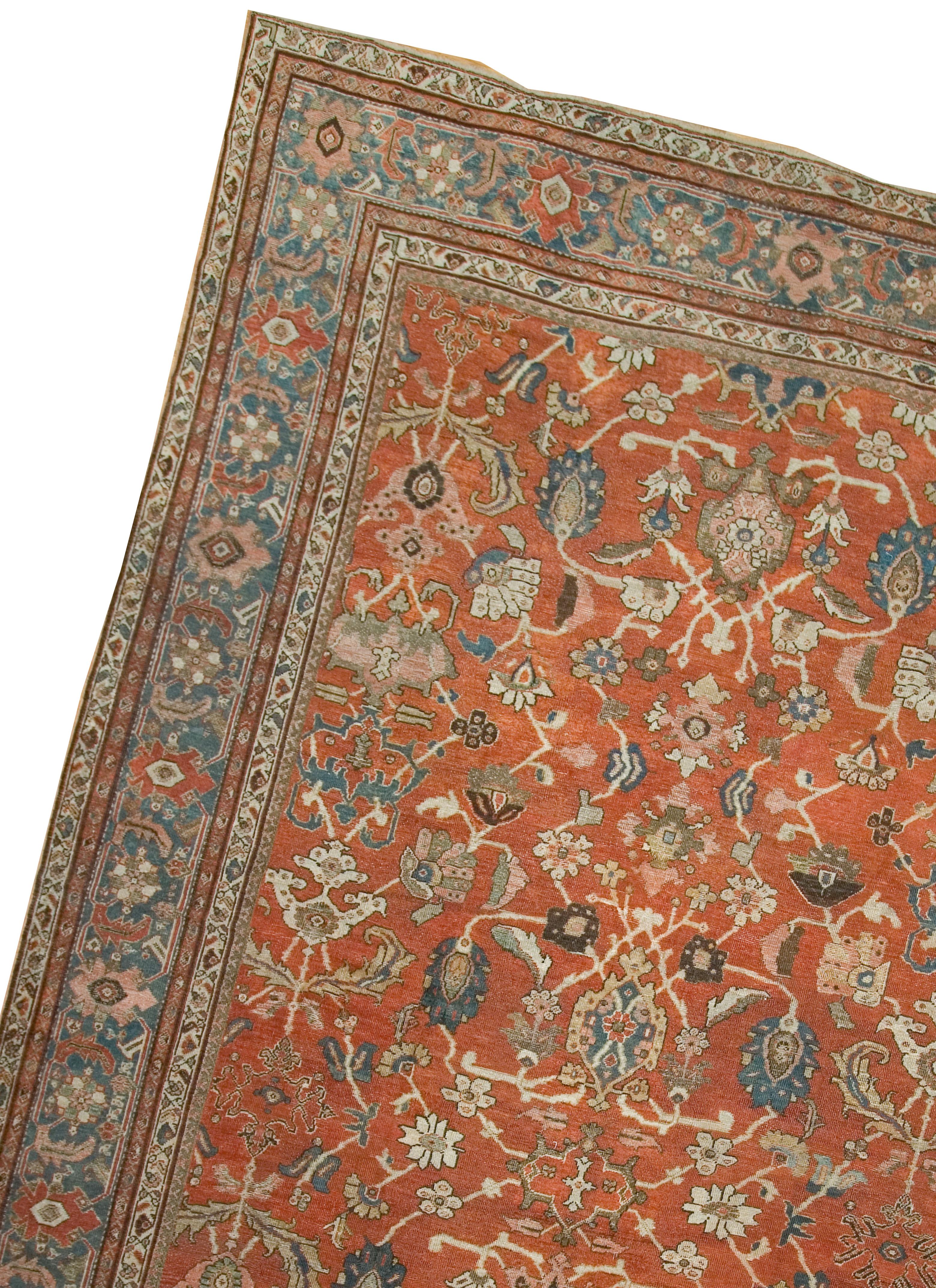 Persische CIRCA 1880 Rot Sultanabad Rugs Teppich,  10'3 X 13'10 im Angebot 2