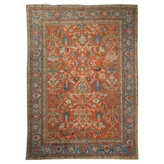 Tapis Persan Circa 1880 Sultanabad Rugs Rouge,  10'3 X 13'10