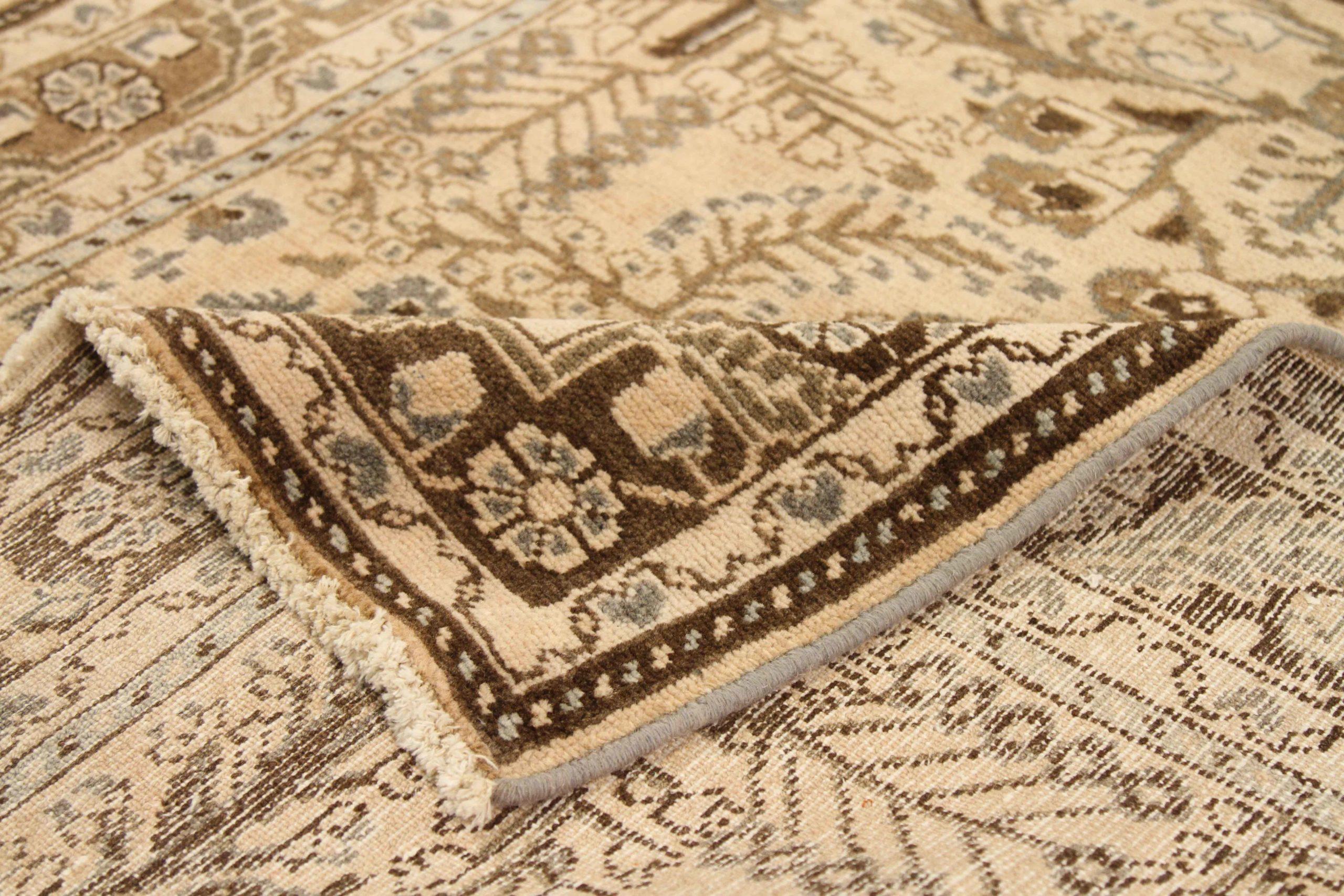 Persische Dargezin Läufer Teppich CIRCA 1910 - Wolle Brown Elfenbein Taupe 74063 (Asiatisch) im Angebot